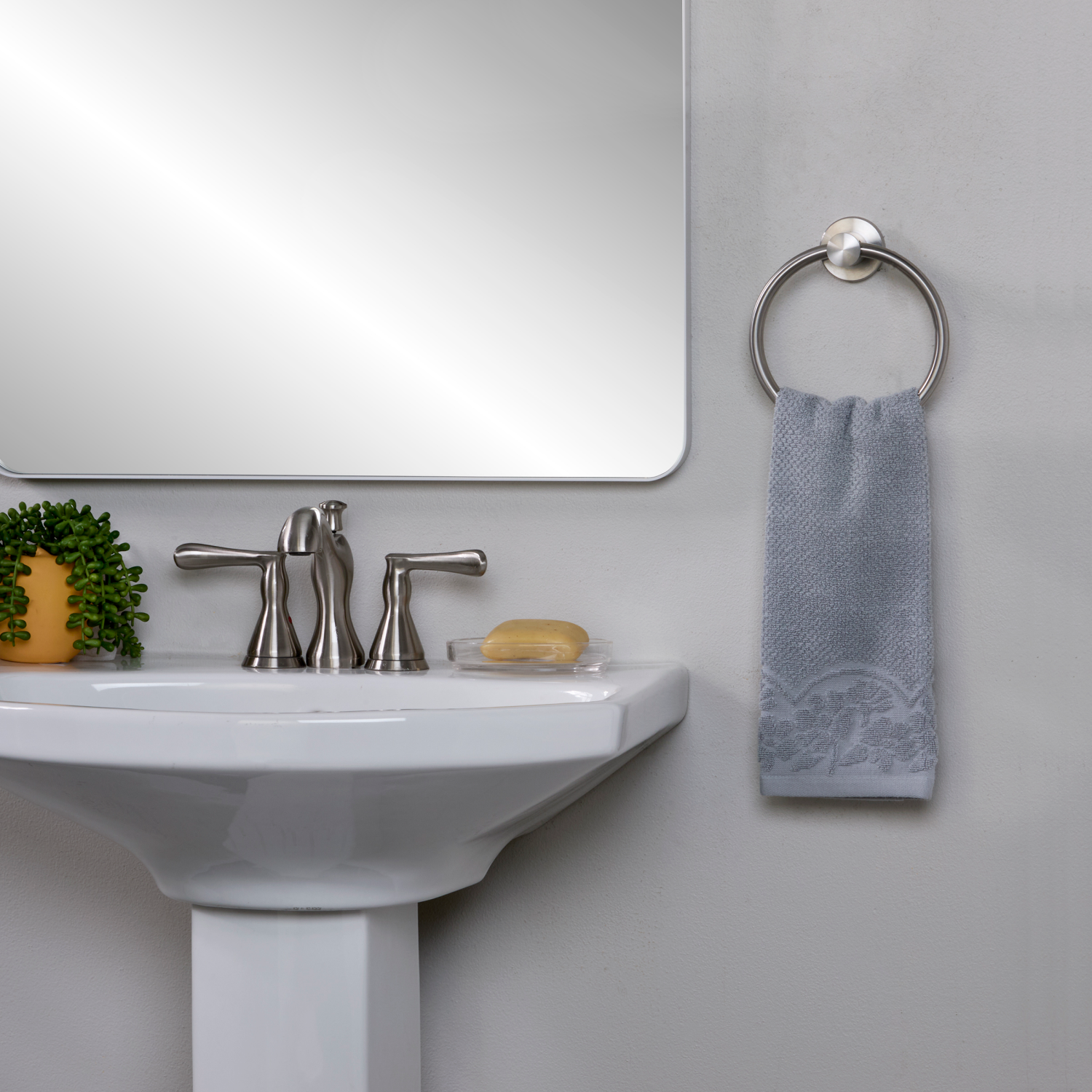 slide 2 of 3, Meijer Corporate Seasonal MCS Border Hand Towel,16inx25in,Gray, 16 x 25 