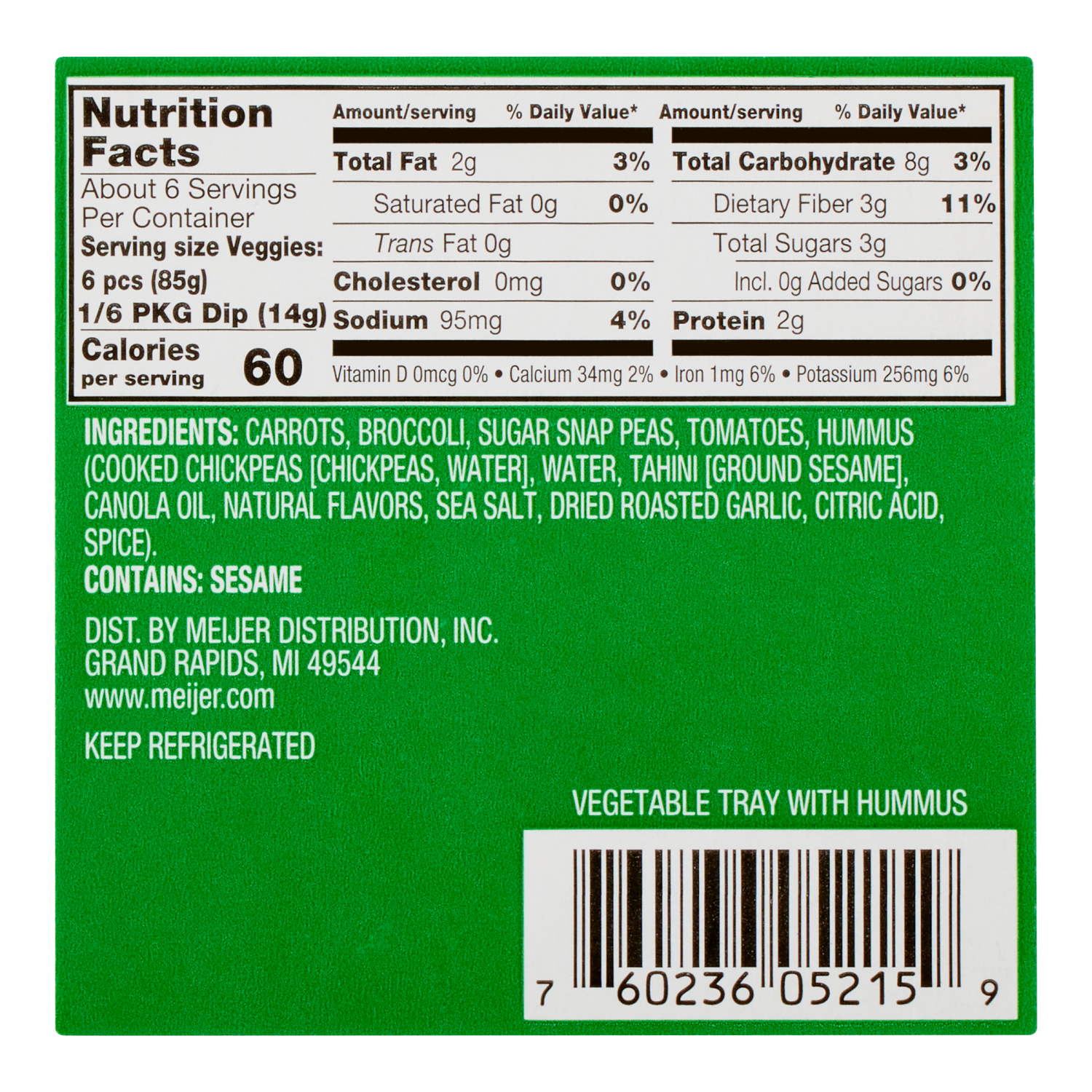 slide 2 of 4, Fresh from Meijer Vegetable Tray with Hummus, 22 oz