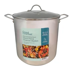 Grand Gourmet Stainless Steel Stock Pot With Glass Lid, 8 Quart