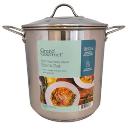 Grand Gourmet Stainless Steel Stock Pot with Glass Lid