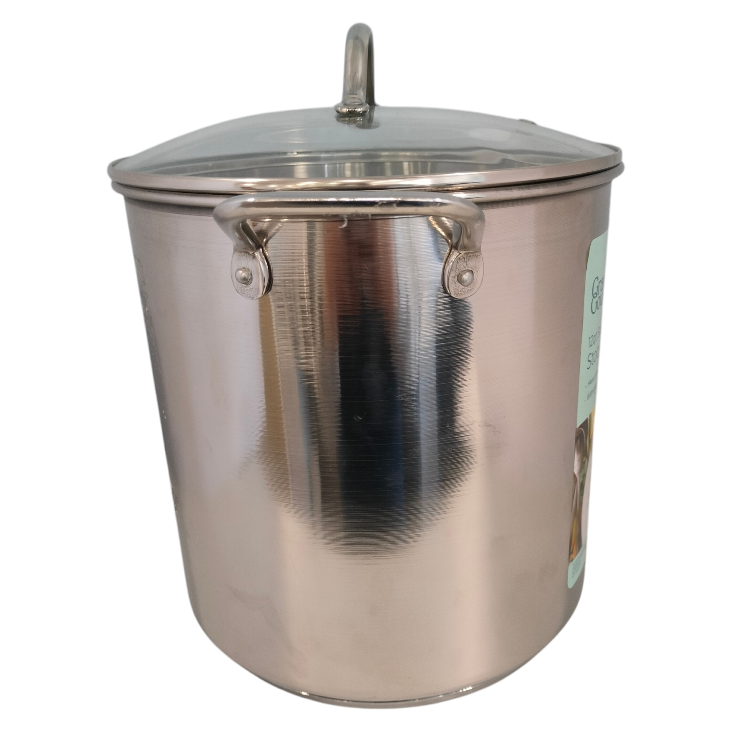 slide 3 of 5, Grand Gourmet Stainless Steel Stock Pot with Glass Lid, 30 qt