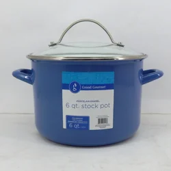 Grand Gourmet GG Enamel Stock Pot Chambray Blue