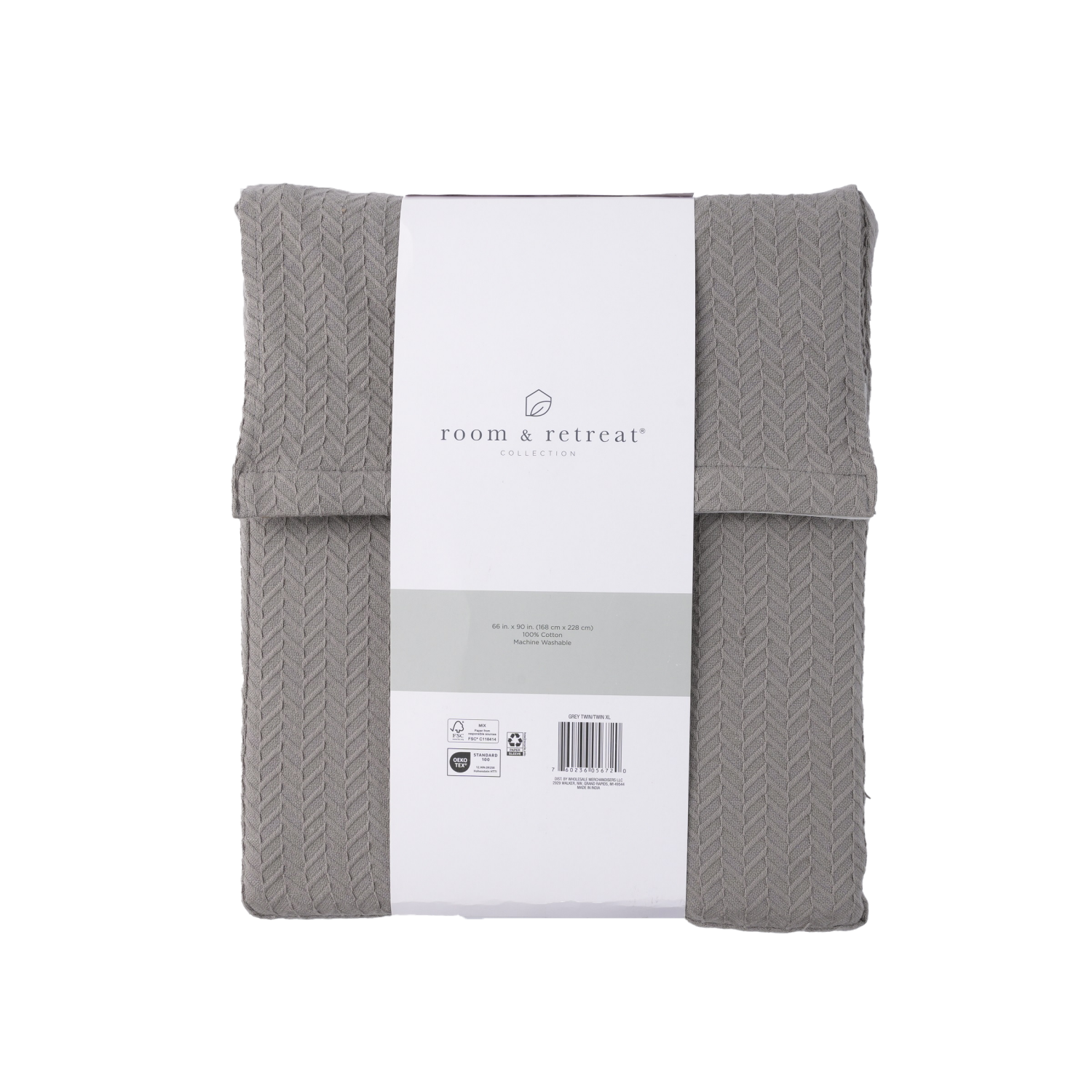 slide 7 of 7, ROOM & RETREAT Room And Retreat Cotton Blanket, Twin XL, Grey, 66 x 90 