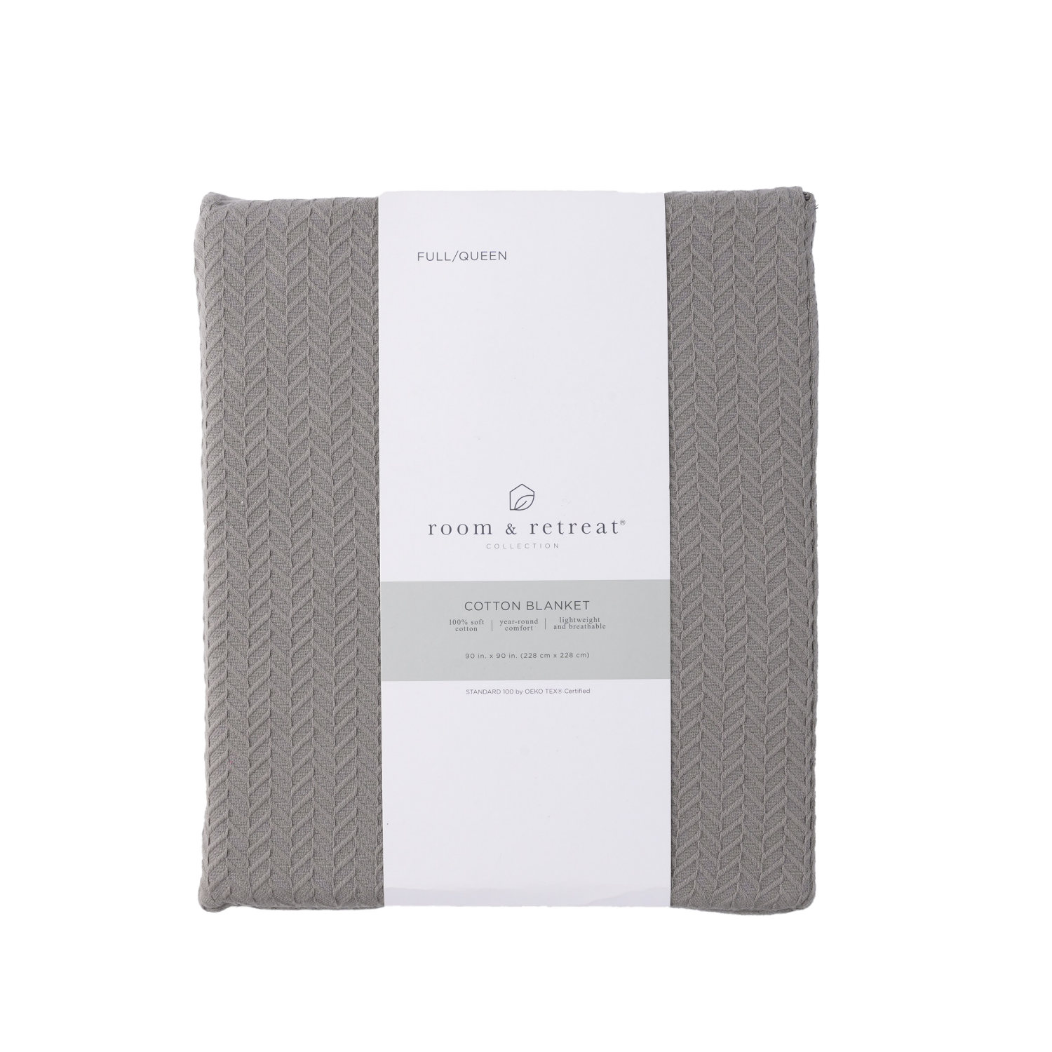 slide 2 of 5, Room & Retreat Room And Retreat Cotton Blanket, Full Queen, Grey, 90 in x 90 in