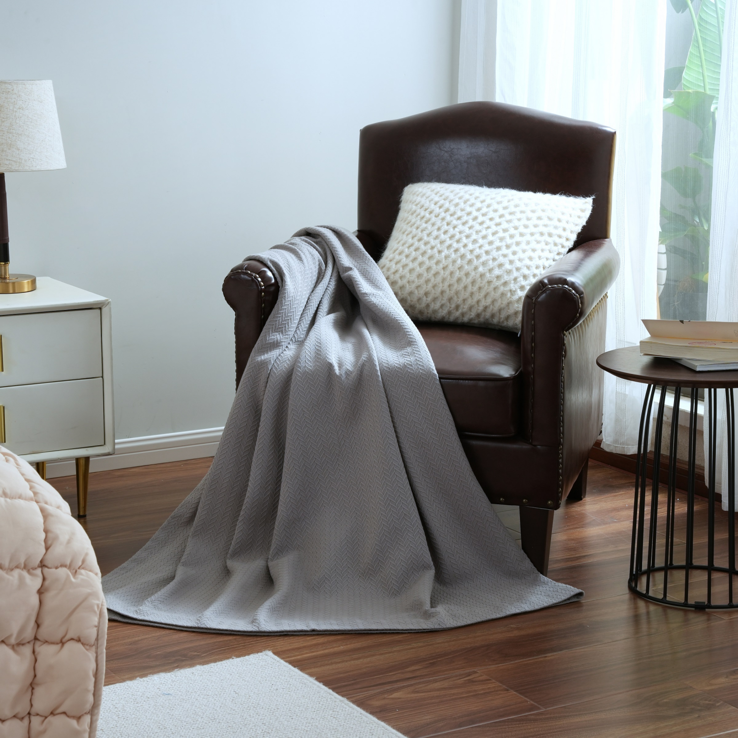 slide 3 of 5, Room & Retreat Room And Retreat Cotton Blanket, Full Queen, Grey, 90 in x 90 in