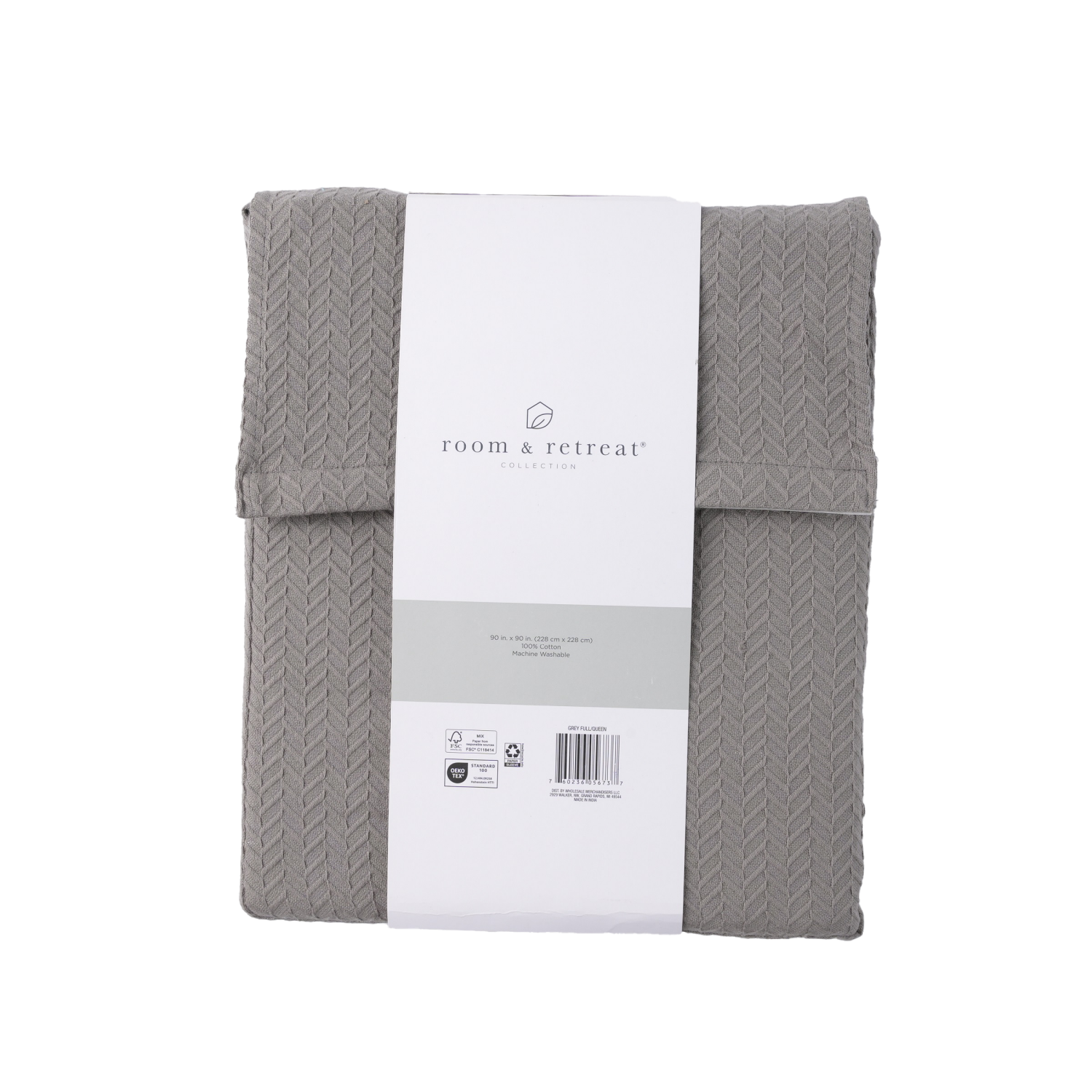 slide 5 of 5, Room & Retreat Room And Retreat Cotton Blanket, Full Queen, Grey, 90 in x 90 in