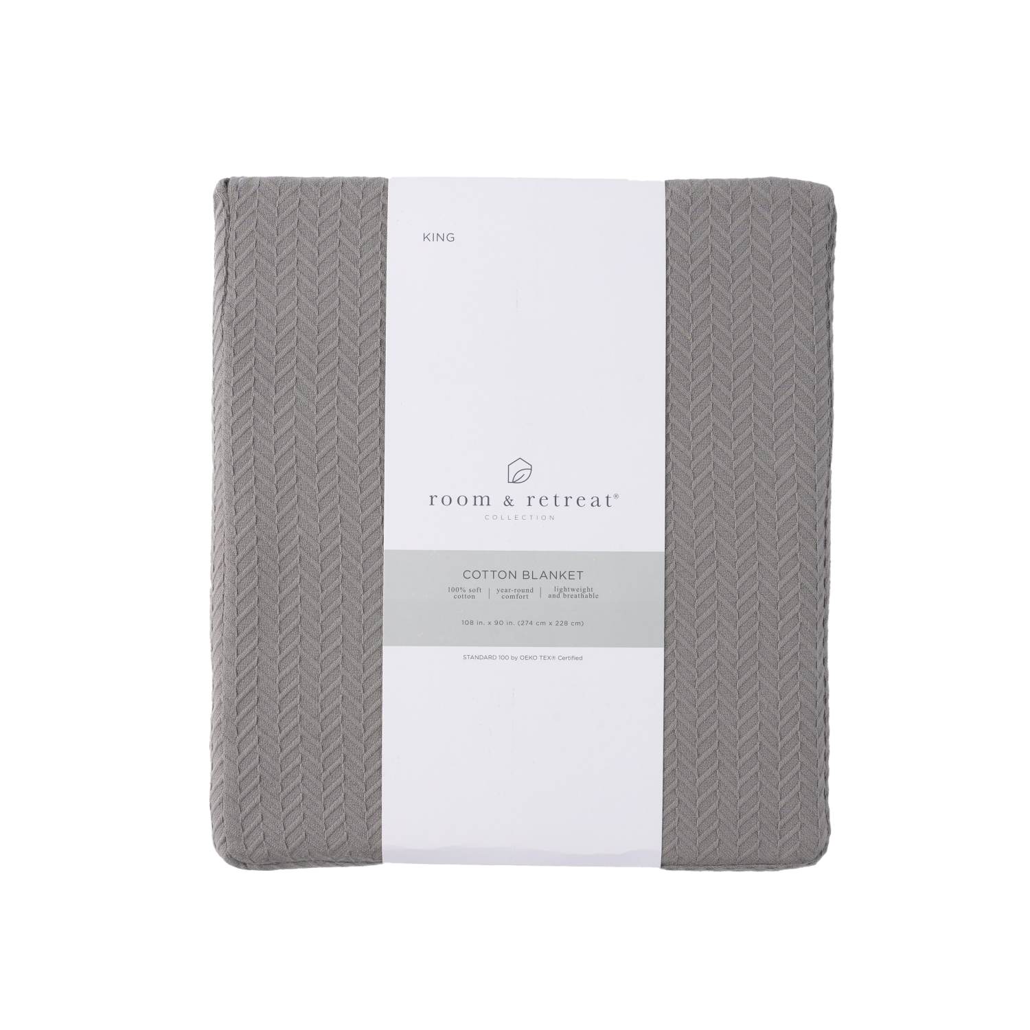 slide 2 of 5, Room & Retreat Room And Retreat Cotton Blanket, King, Grey, 108 in x 90 in