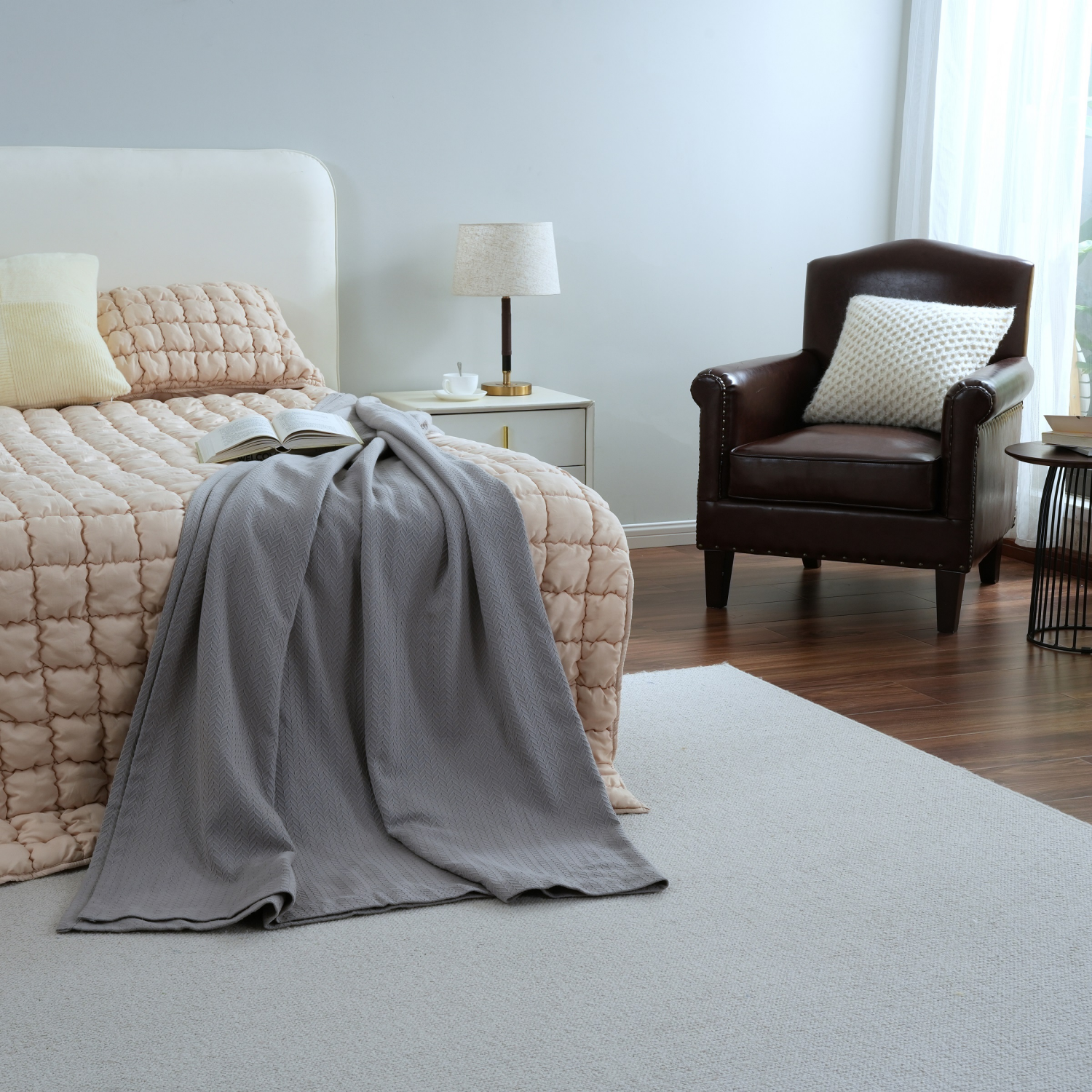 slide 7 of 7, Room & Retreat Room And Retreat Cotton Blanket, King, Grey, 108 in x 90 in