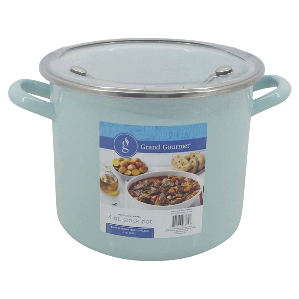 slide 3 of 9, Grand Gourmet Enamel Stock Pot, Sky Blue, 4 qt