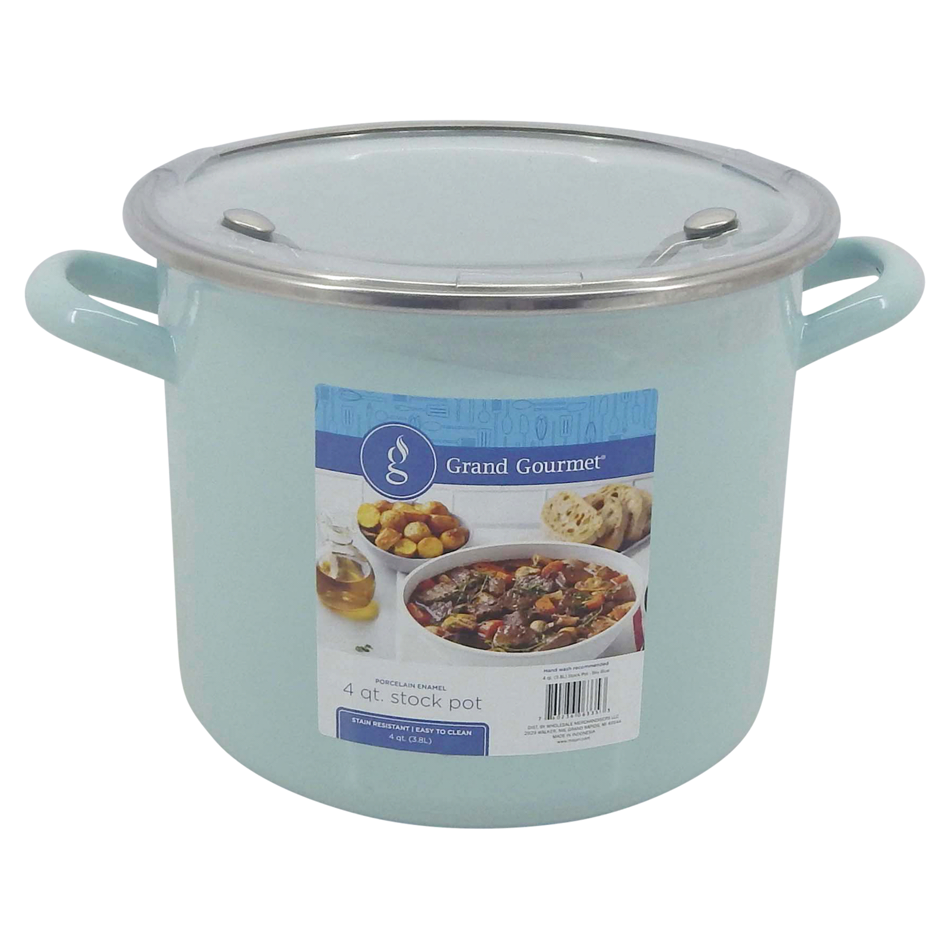 slide 4 of 9, Grand Gourmet Enamel Stock Pot, Sky Blue, 4 qt