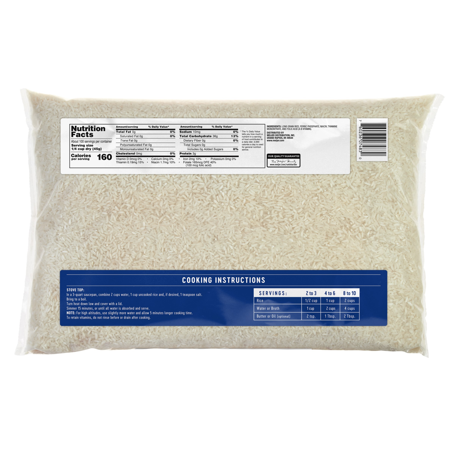 slide 2 of 2, Meijer Extra Long Grain Rice - 160 oz, 160 oz