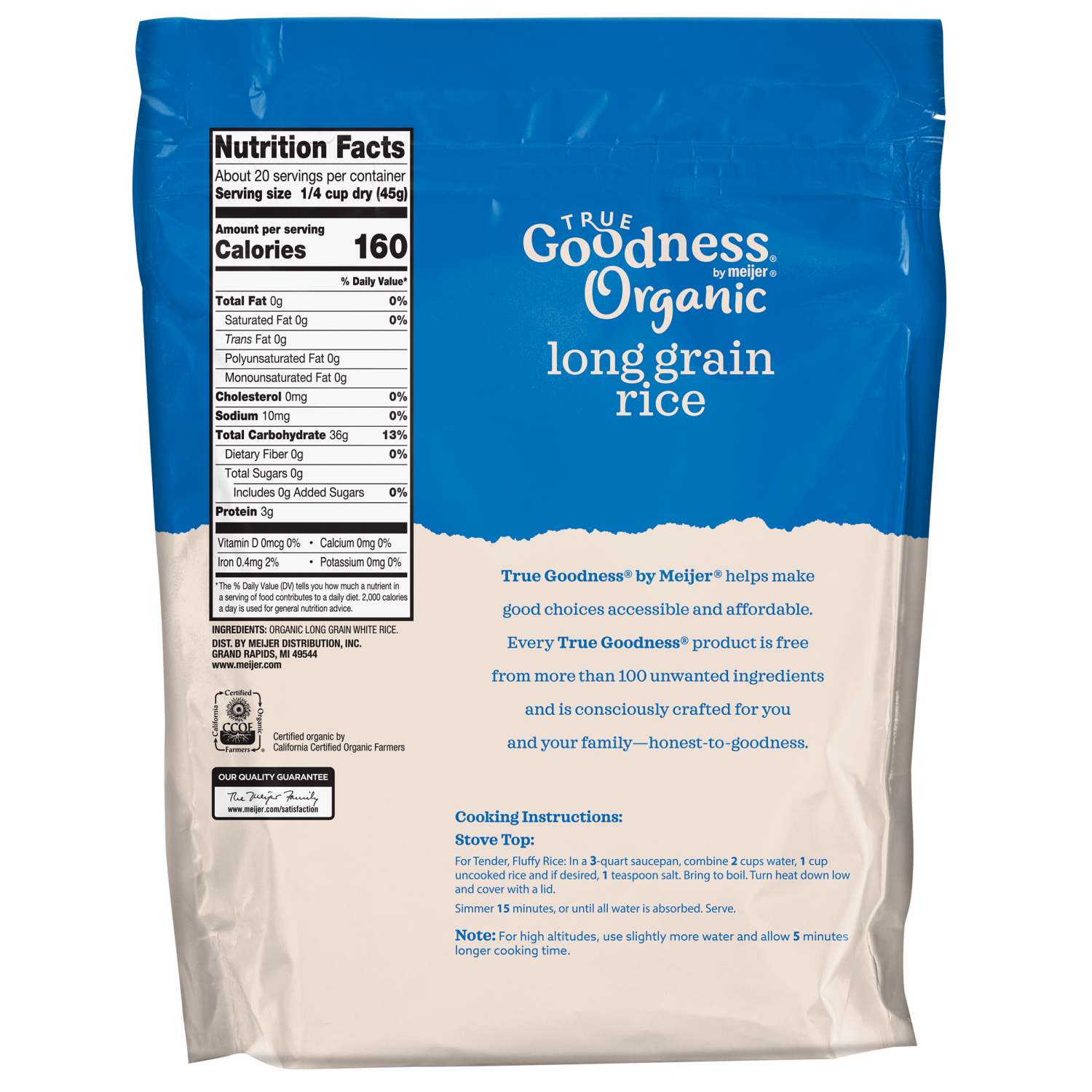 slide 2 of 3, True Goodness Organic Long Grain White Rice, 32 oz, 32 oz