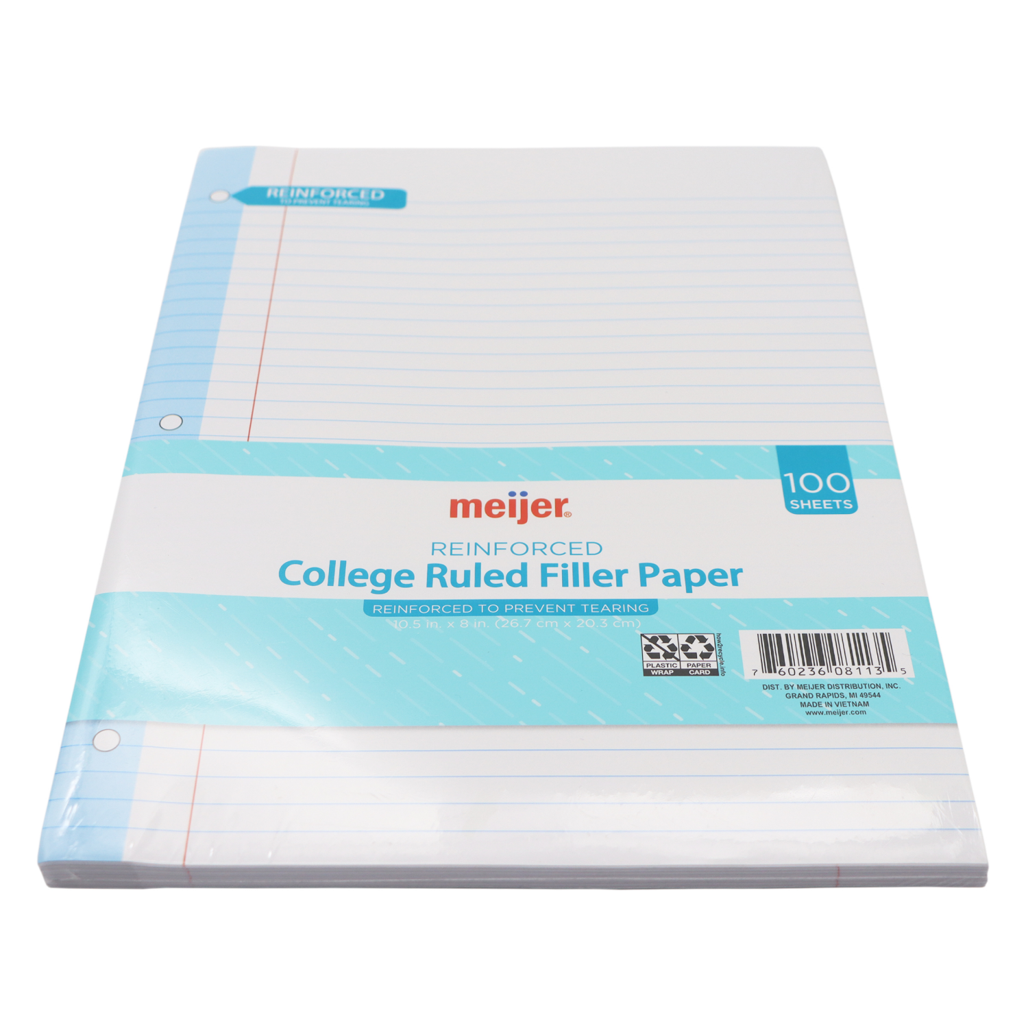 slide 5 of 5, Meijer Reinforced Filler Paper College, 100 ct