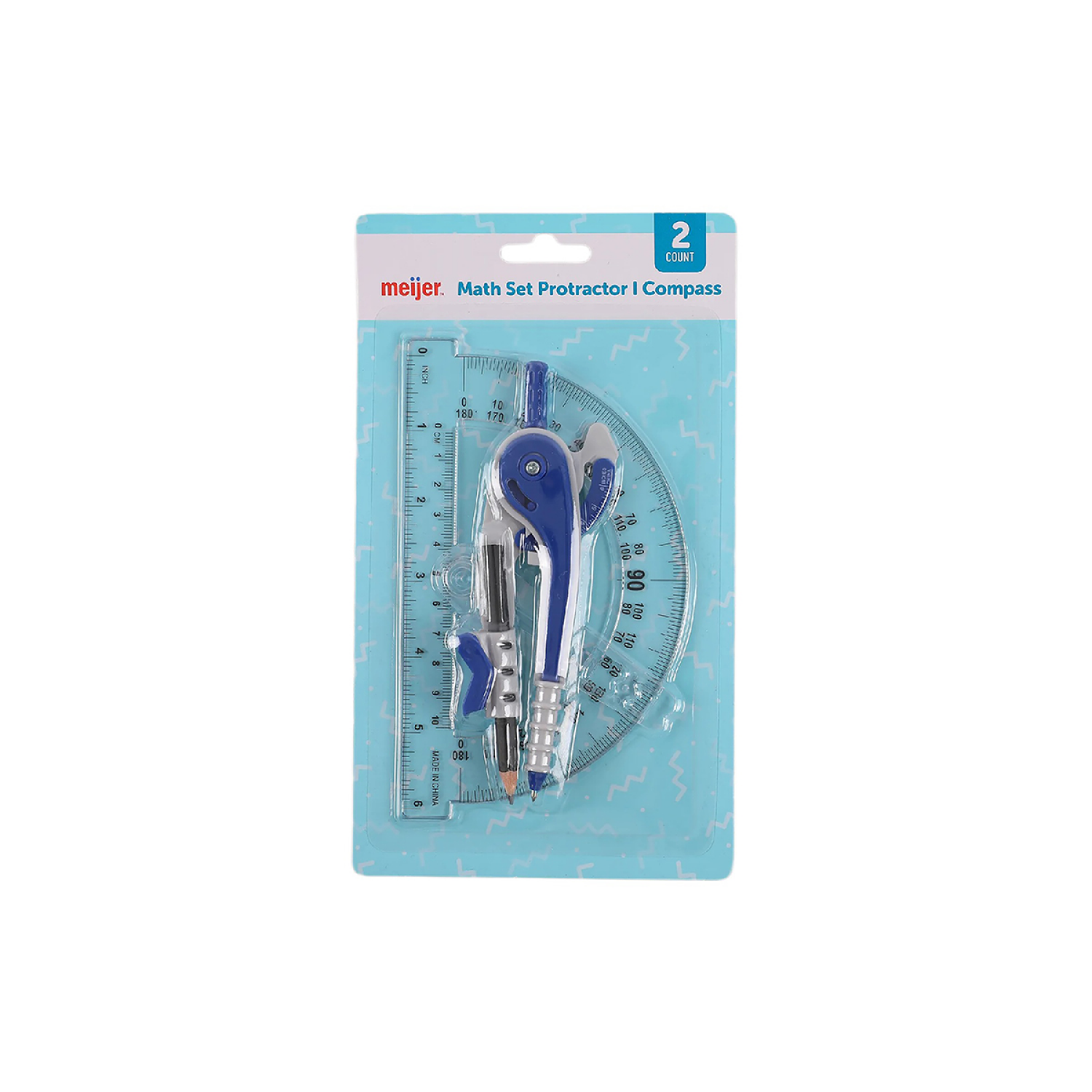 slide 3 of 4, Meijer Math Set Protractor & Compass, 2 ct