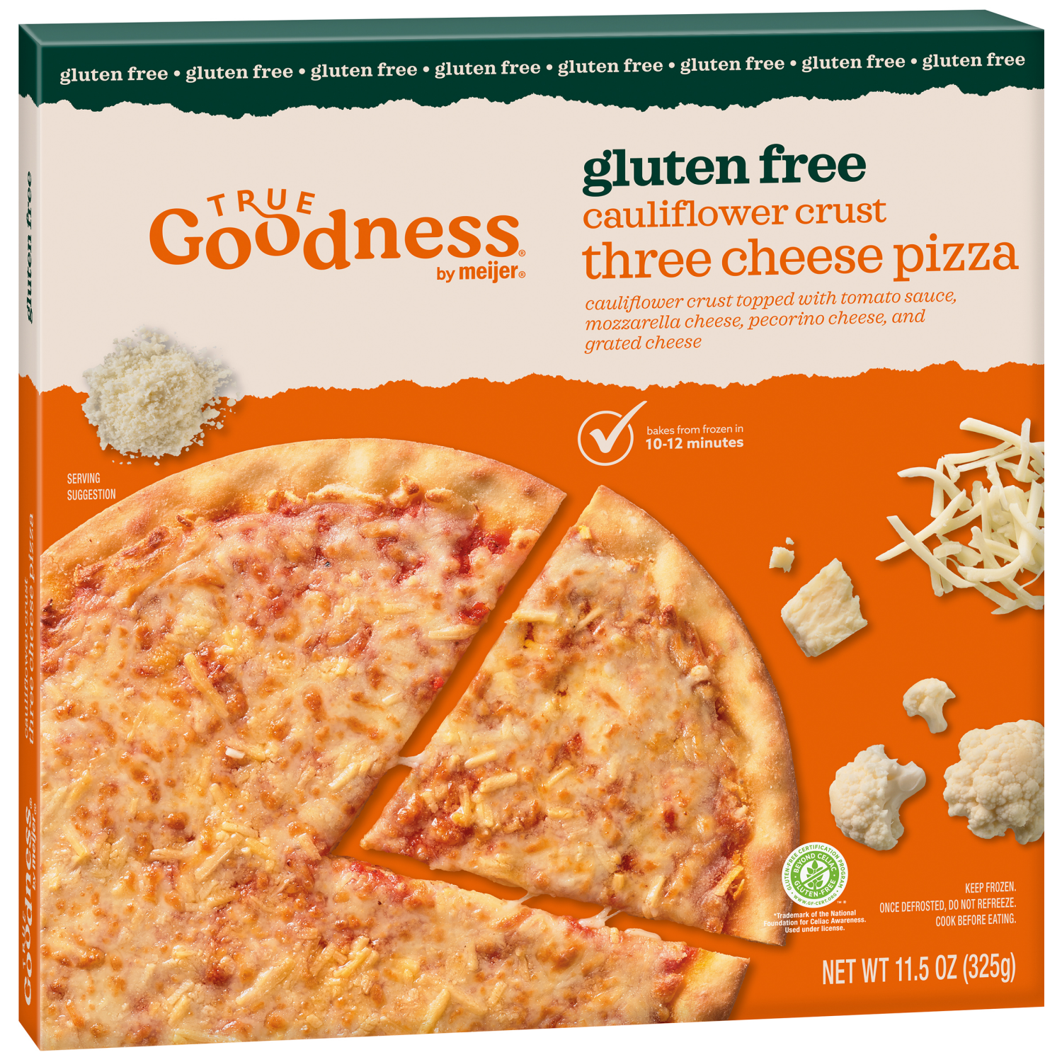 slide 4 of 5, True Goodness Cauliflower Crust Three Cheese Pizza, 11.6 oz