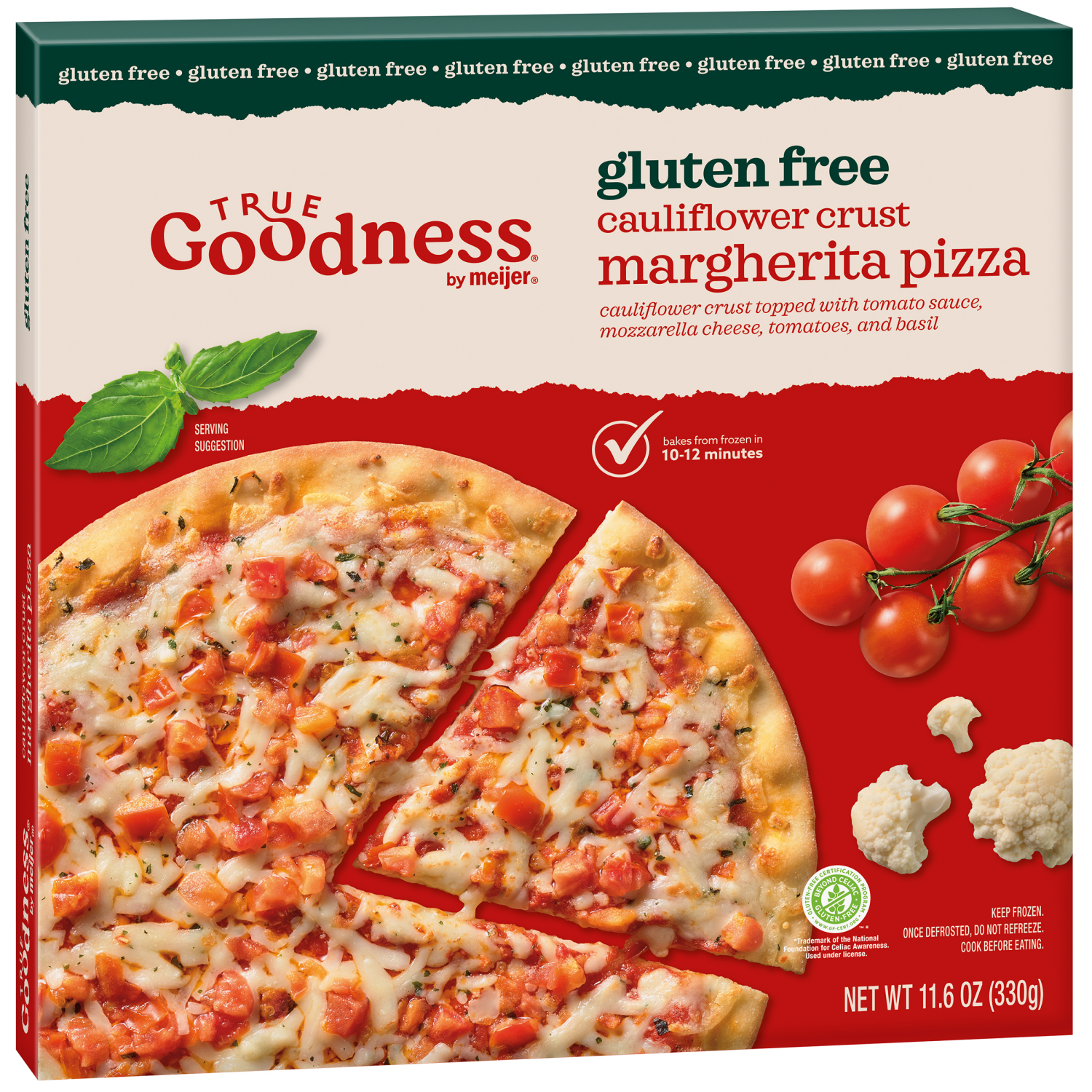 slide 8 of 8, True Goodness Cauliflower Crust Margherita Pizza, 11.6 oz