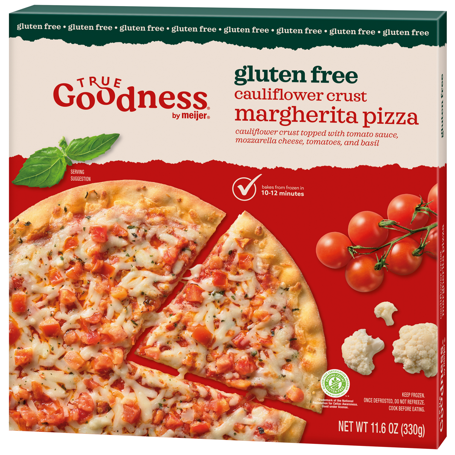 slide 3 of 8, True Goodness Cauliflower Crust Margherita Pizza, 11.6 oz