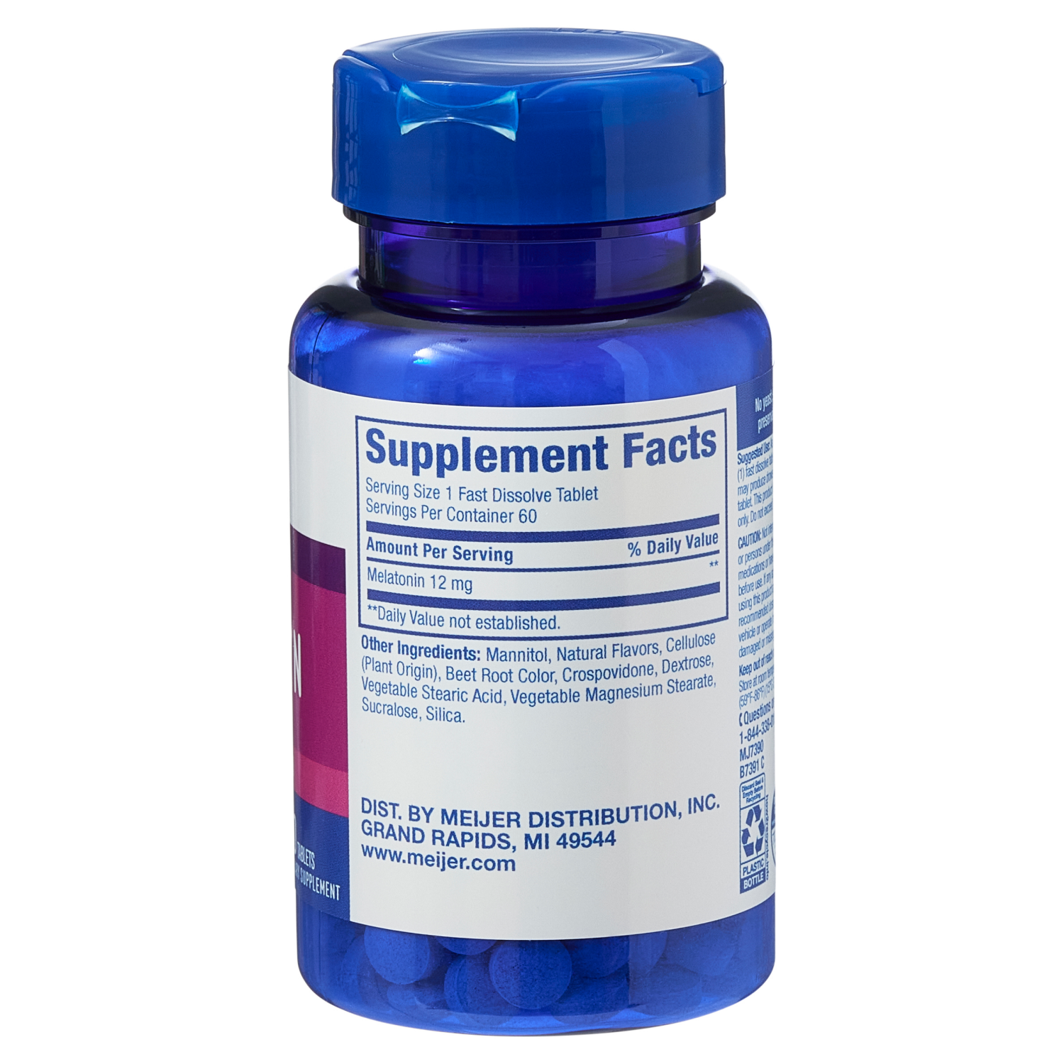 slide 2 of 2, Meijer Wellness Meijer Melatonin Fast Dis Tabs, 12mg, 60 ct
