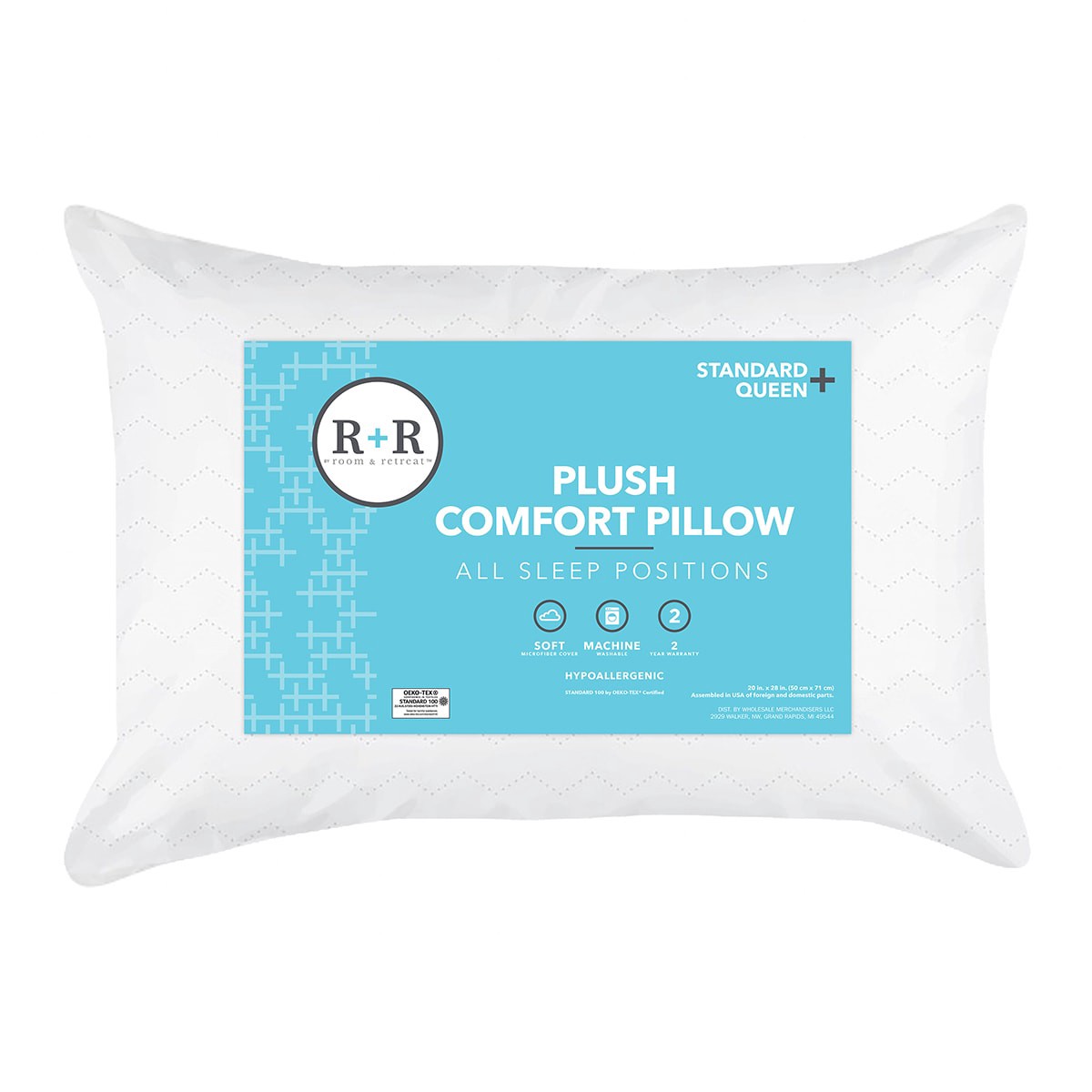 slide 1 of 9, R+R Plush Comfort Pillow, Standard Size, 1 ct