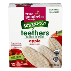 True Goodness Organic Teethers Apple, 12 individually wrapped 2-packs