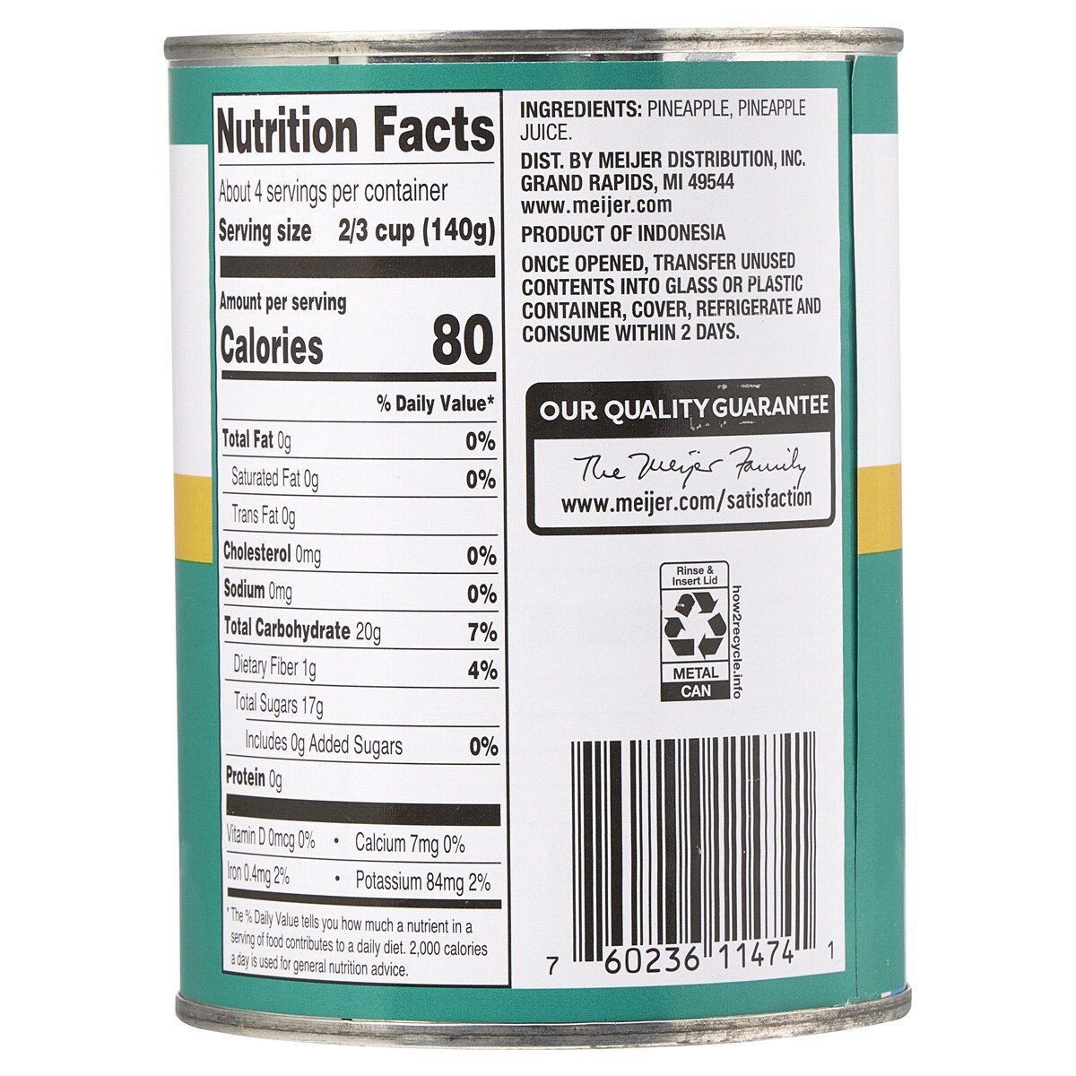 slide 2 of 2, Meijer Pineapple Chunks in 100% Juice - 20 oz, 20 oz