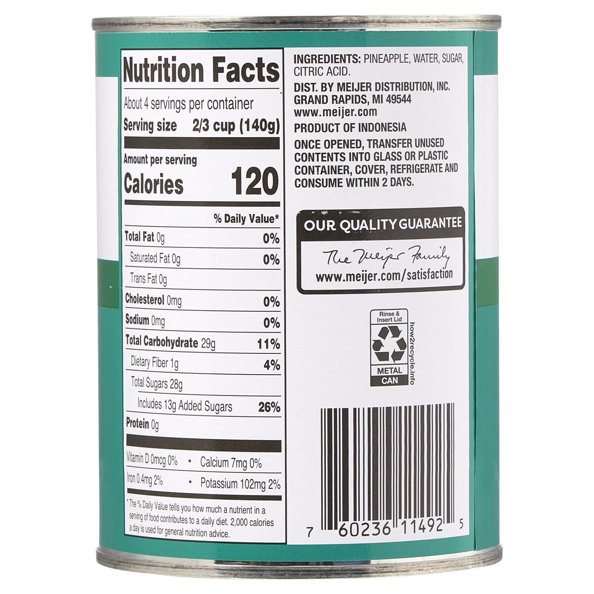 slide 2 of 2, Meijer Crushed Pineapple in Syrup, 20 oz