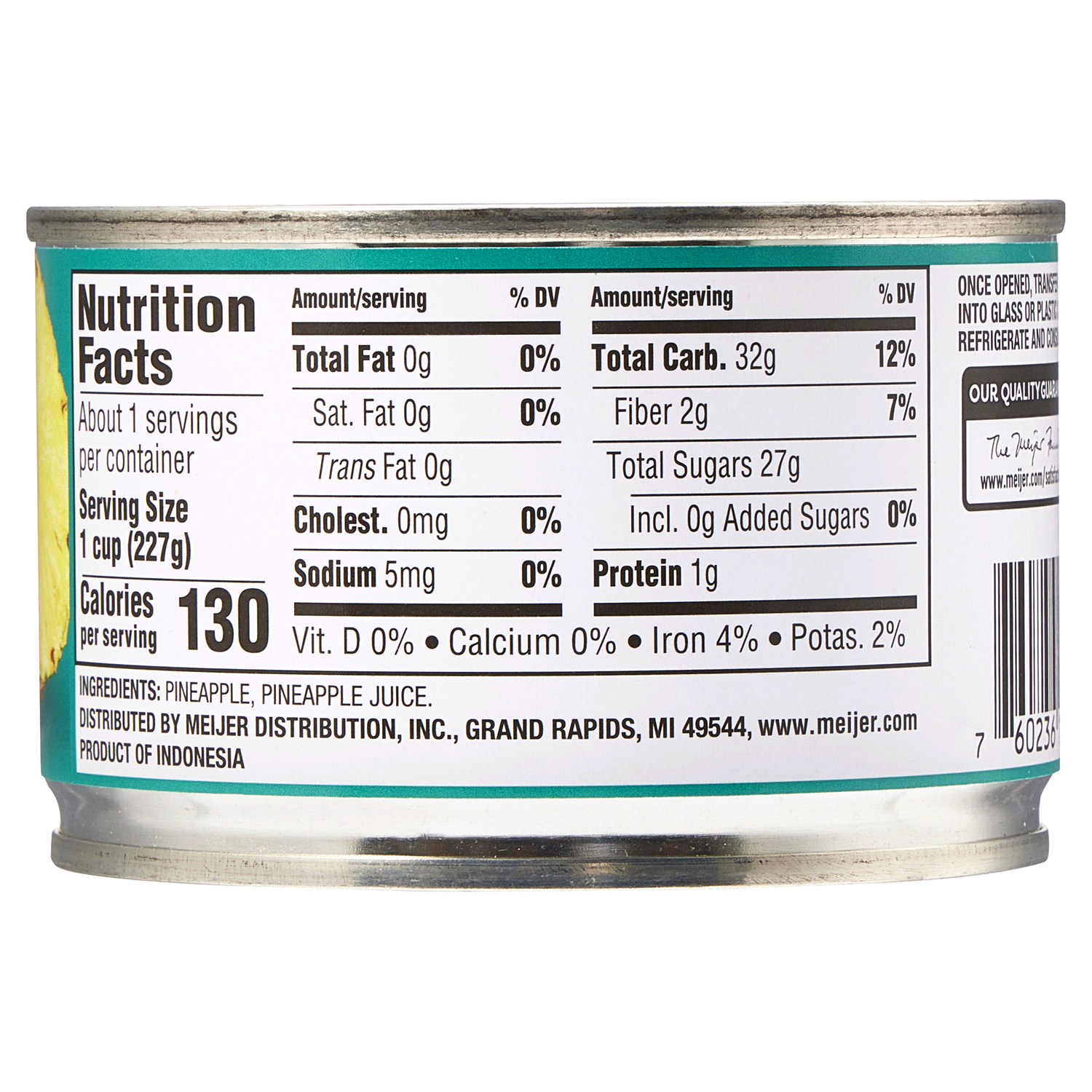 slide 2 of 2, MEIJER PINEAPPLE SLICED JUICE 8 OZ, 8 oz