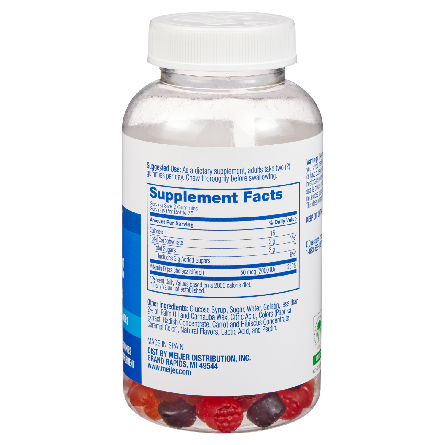 slide 3 of 3, MEIJER WELLNESS Meijer Vitamin D 2000 IU Adult Gummies, 150 ct