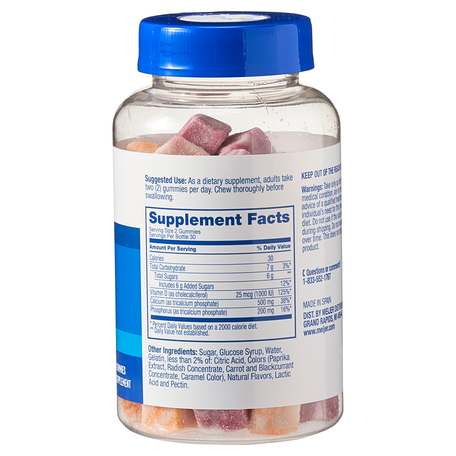 slide 2 of 2, MEIJER WELLNESS Meijer Gummy Calcium & Vitamin D (800 IU), 60 ct; 500 mg