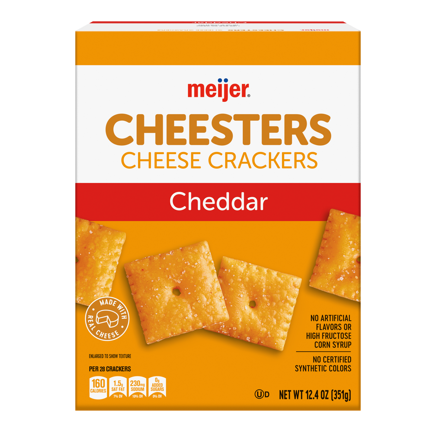 slide 2 of 8, Meijer Cheddar Cheesters Crackers 12.4 O, 12.4 oz