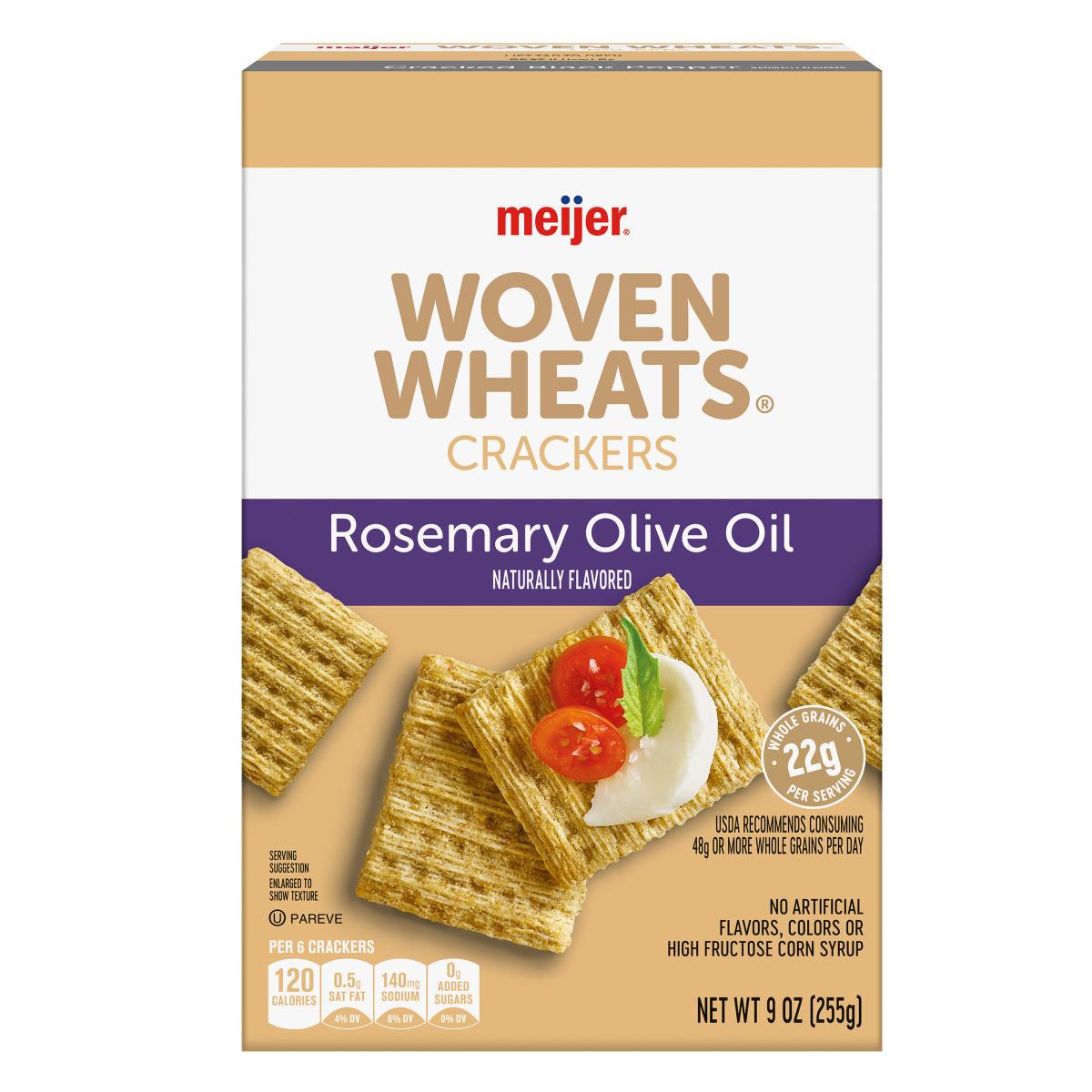 slide 1 of 8, Meijer Rosemary Woven Wheat Crackers, 9 oz