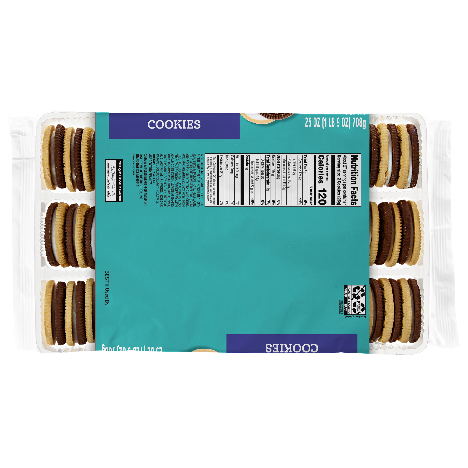 slide 2 of 2, Meijer Sandwich Crme Duplex Cookies 25, 25 oz