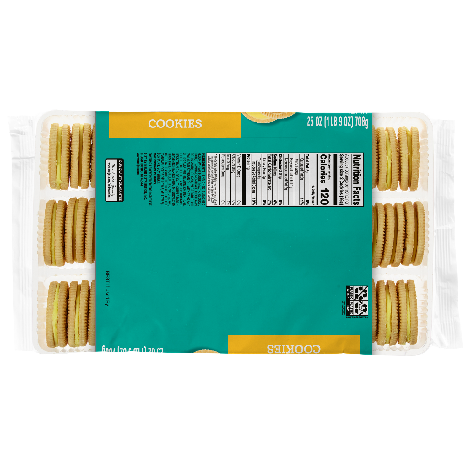 slide 2 of 2, Meijer Lemon Sandwich Crème Cookies, 25 oz