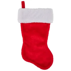 December Home 19” Plush Red Stocking with White Cuff