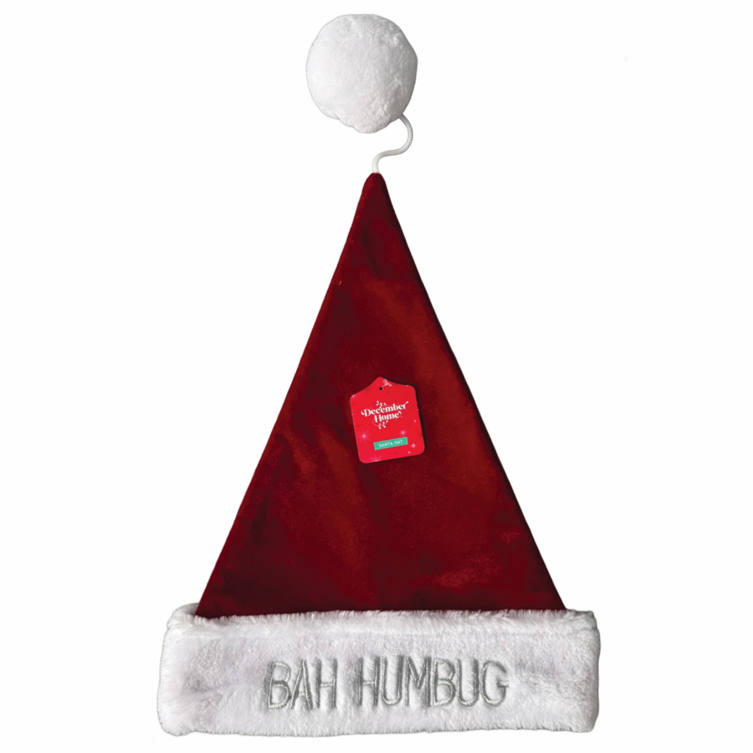slide 3 of 4, December Home Santa Hat, Bah Humbug, Assortment Colors, 17 in