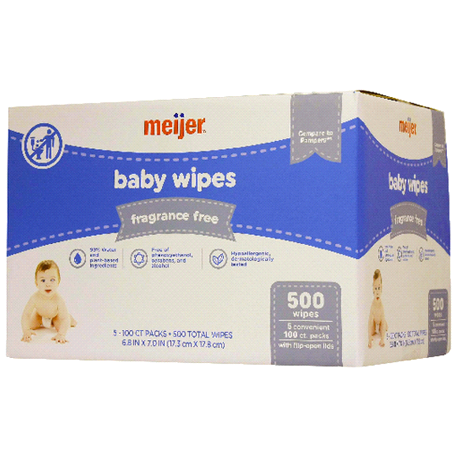slide 1 of 1, Meijer 5x Baby Wipes, Fragrance Free, 500 ct, 500 ct