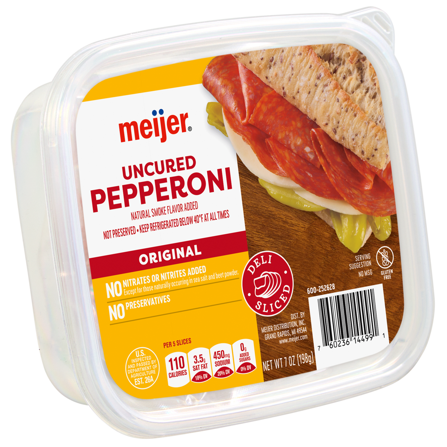 slide 5 of 6, Meijer Uncured Pepperoni Lunch Meat, 7 oz, 7 oz