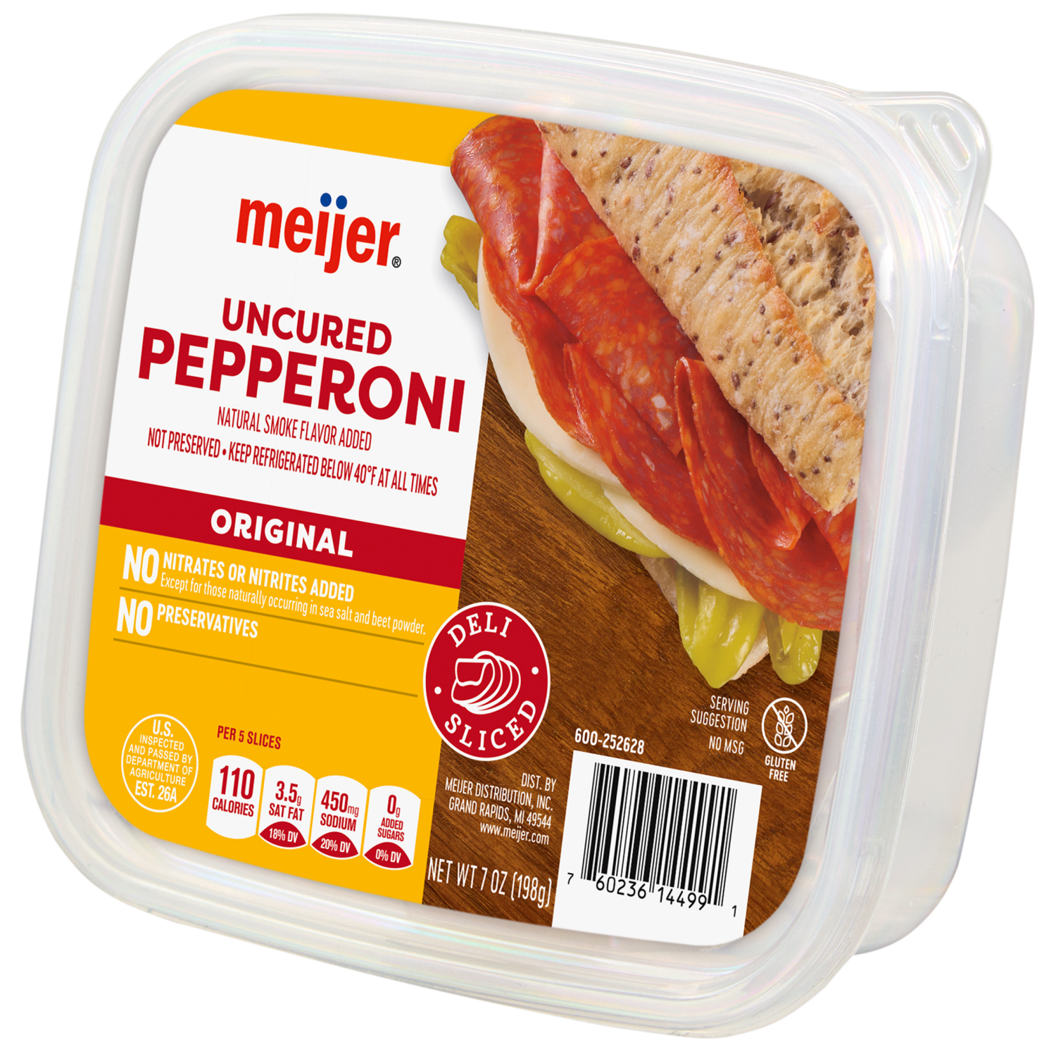 slide 6 of 6, Meijer Uncured Pepperoni Lunch Meat, 7 oz, 7 oz
