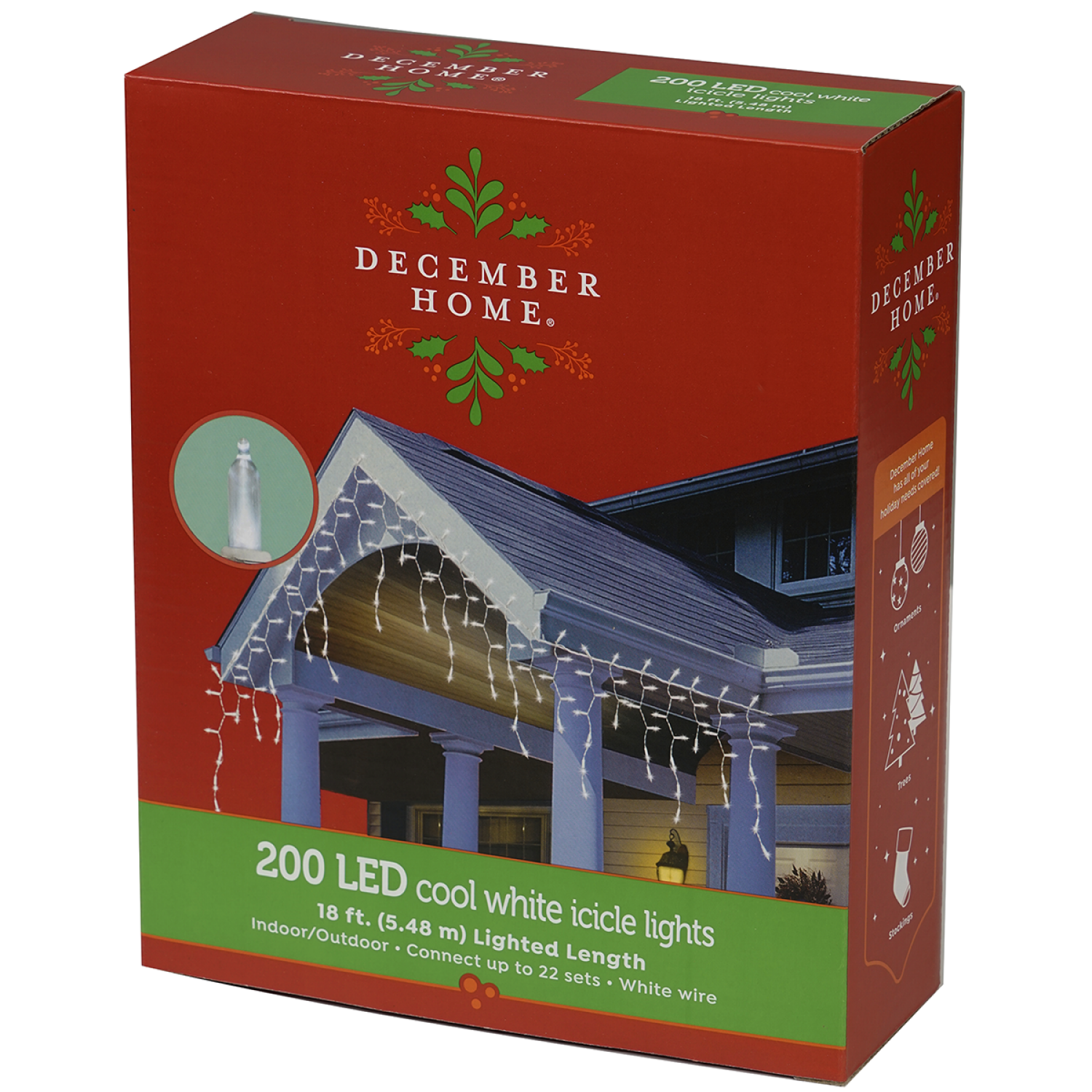 slide 2 of 2, December Home LED Cool White Icicle Lights, 200 Count, 200 ct