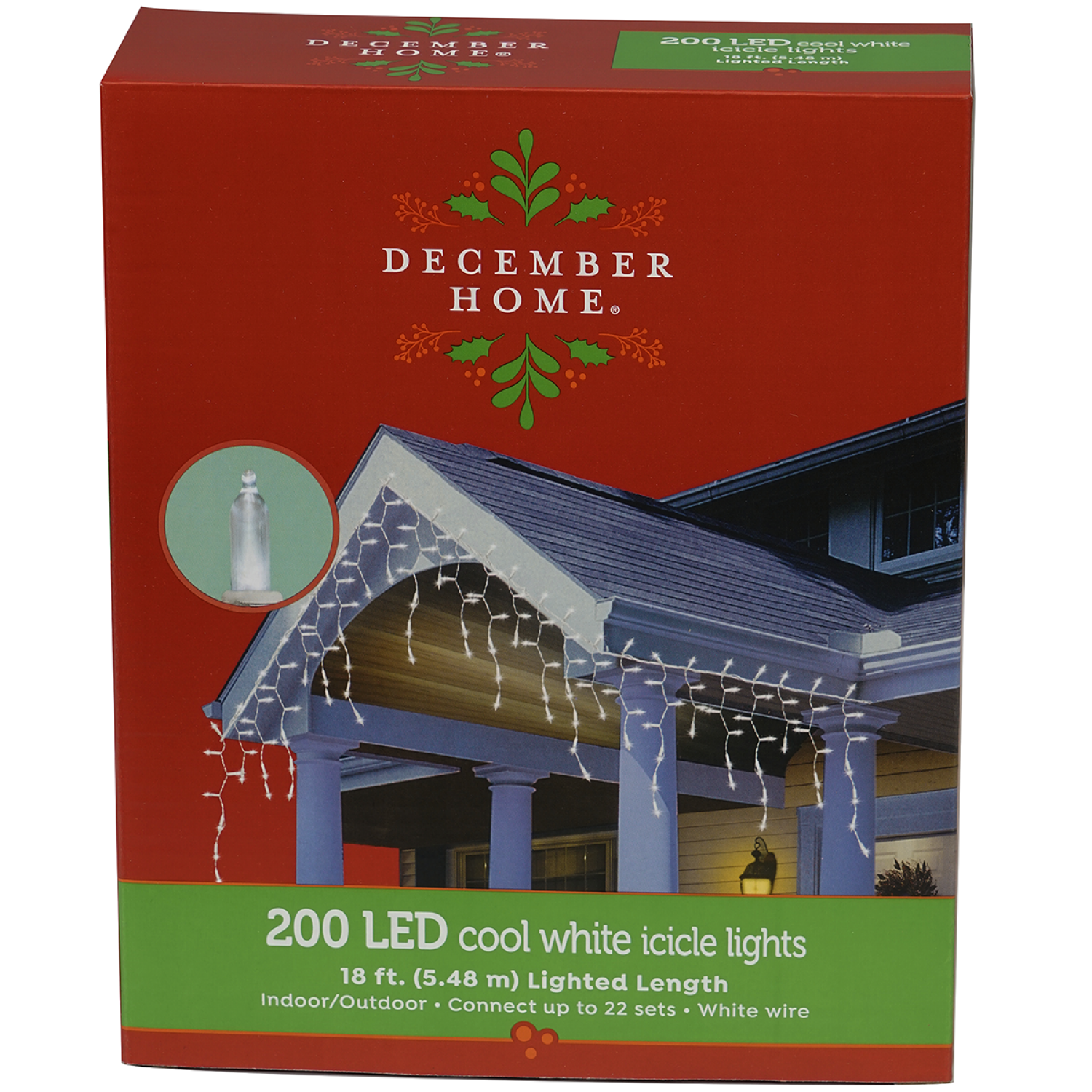 slide 1 of 2, December Home LED Cool White Icicle Lights, 200 Count, 200 ct