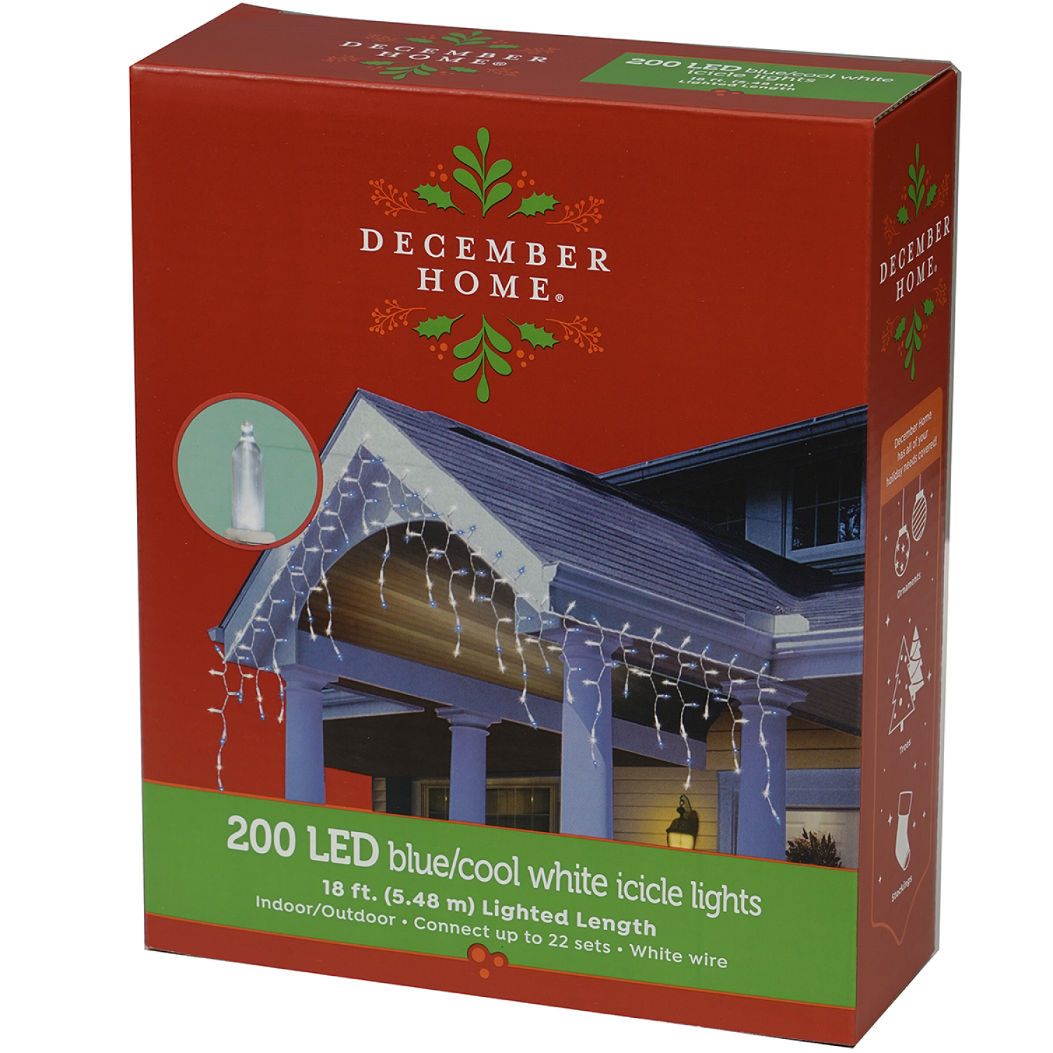 slide 2 of 2, December Home LED Incandescent Style Icicle Blue / Cool White, 200 ct