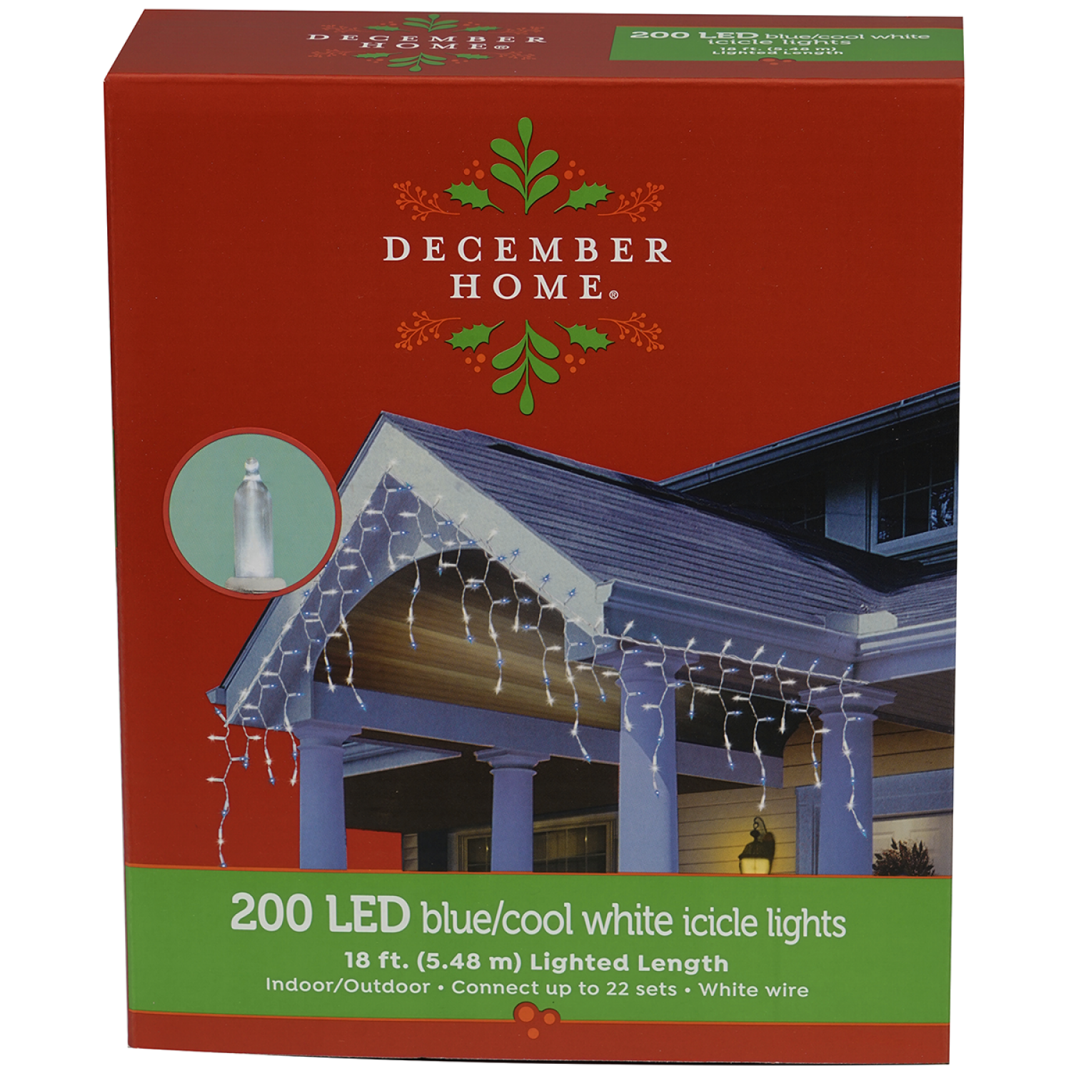 slide 1 of 2, December Home LED Incandescent Style Icicle Blue / Cool White, 200 ct