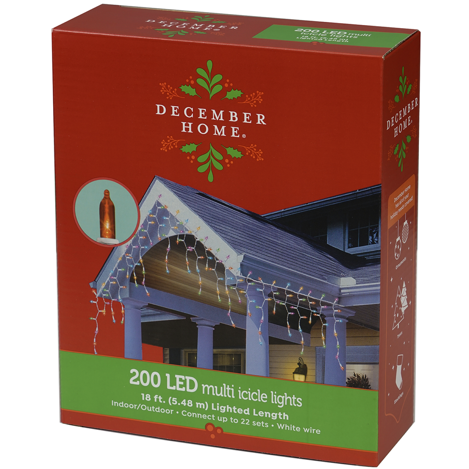 slide 2 of 2, December Home Incandescent Style LED Icicle Multi, 200 ct