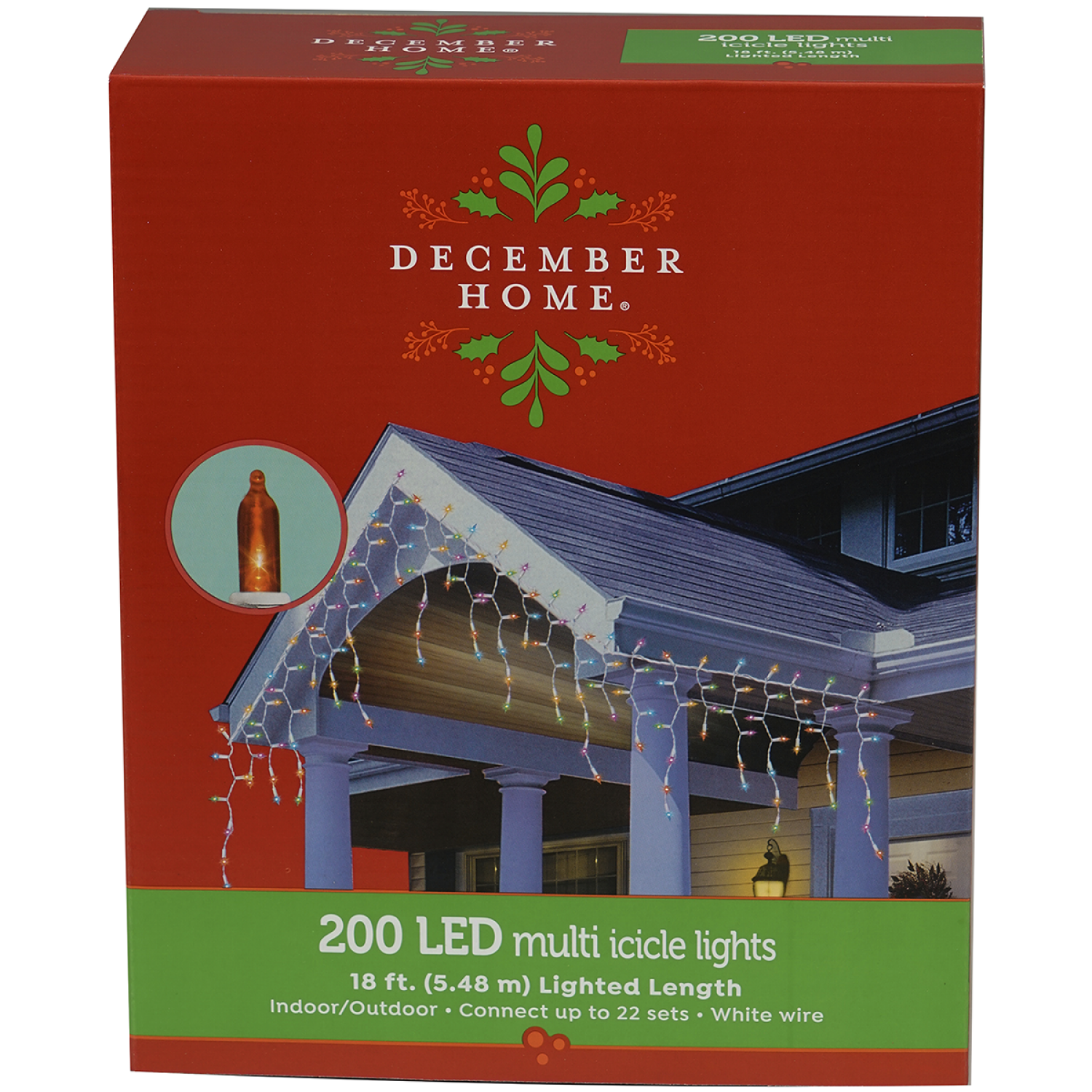 slide 1 of 2, December Home Incandescent Style LED Icicle Multi, 200 ct