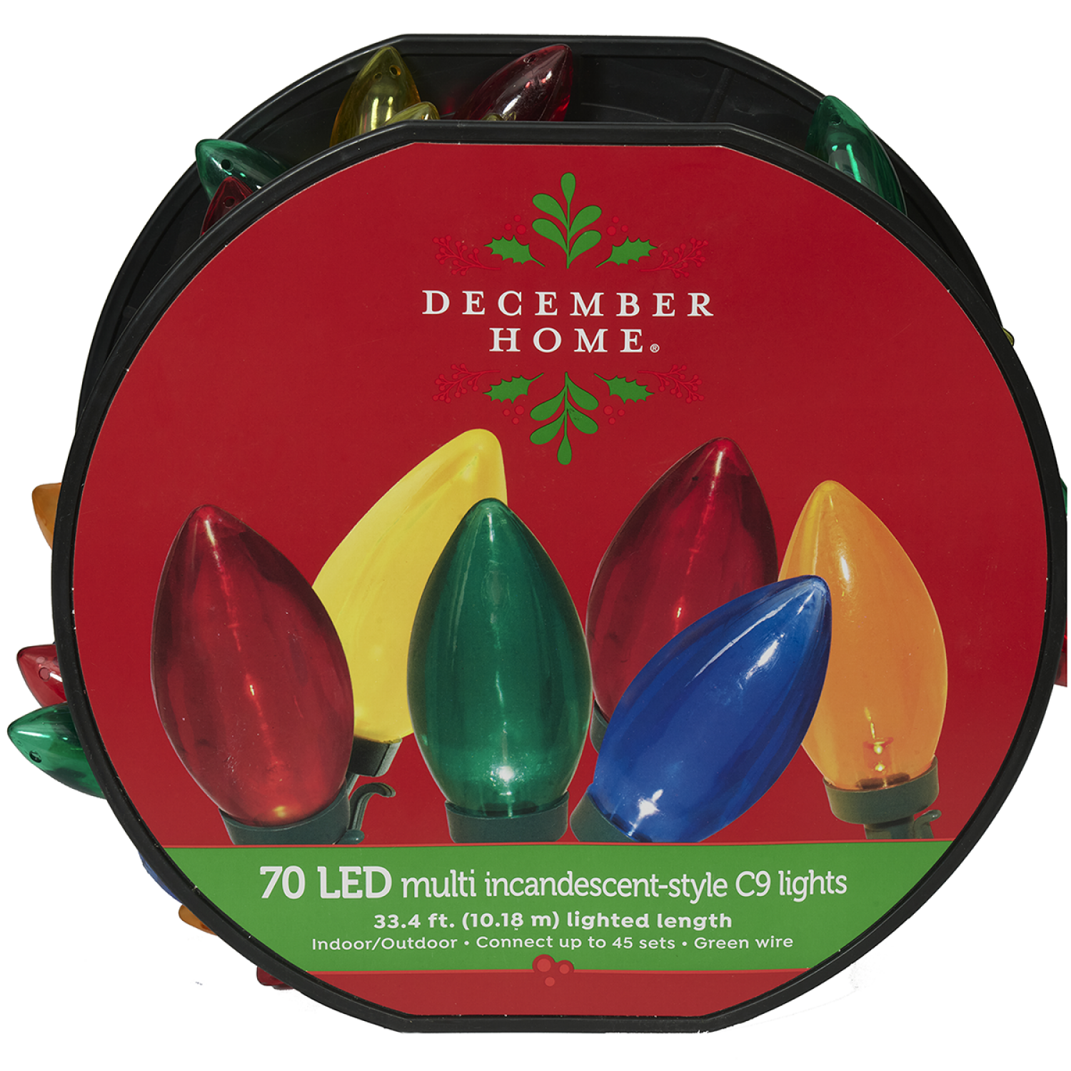 slide 1 of 2, December Home LED Incandescent Style Super Bright C9 Light Set, 70 ct