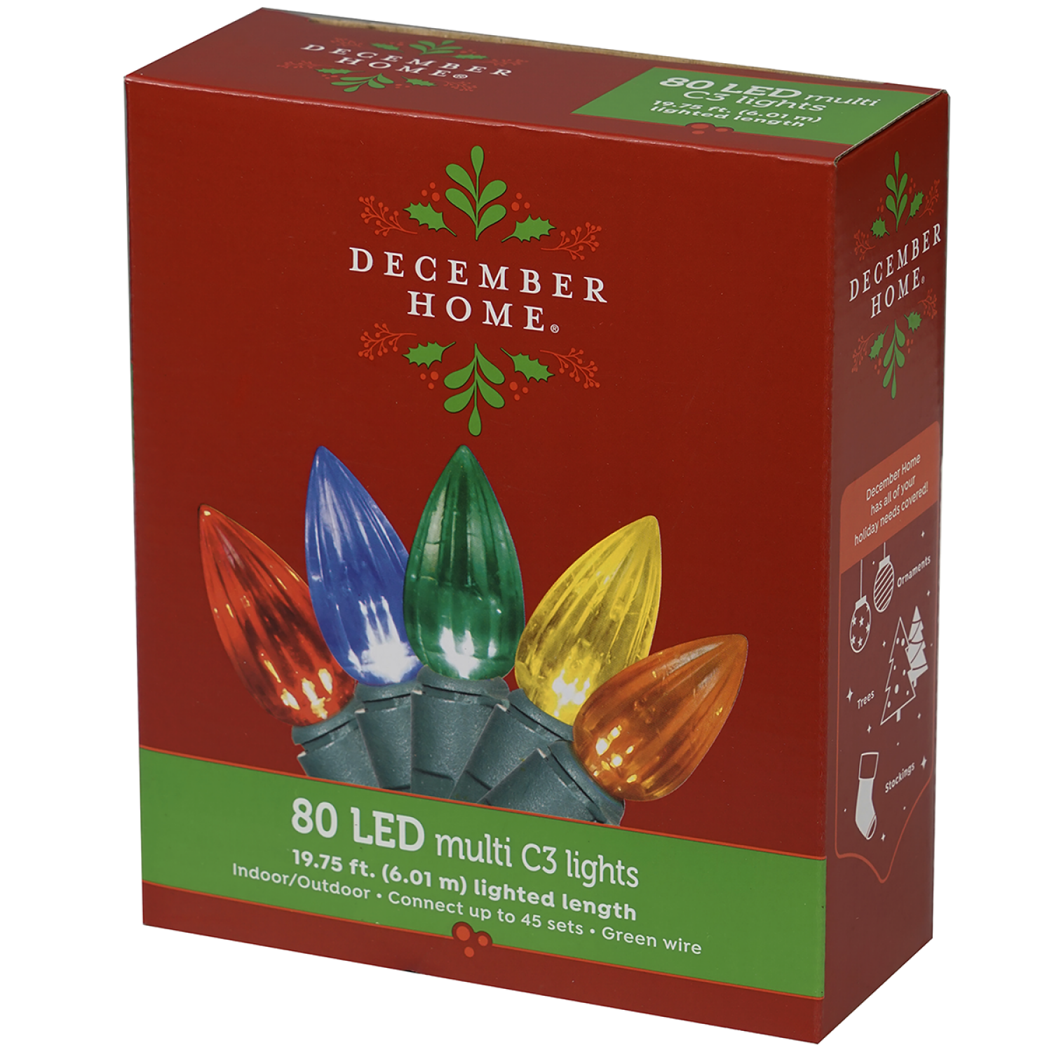 slide 2 of 2, December Home Light Set LED Vertical Cut C3, 80 ct