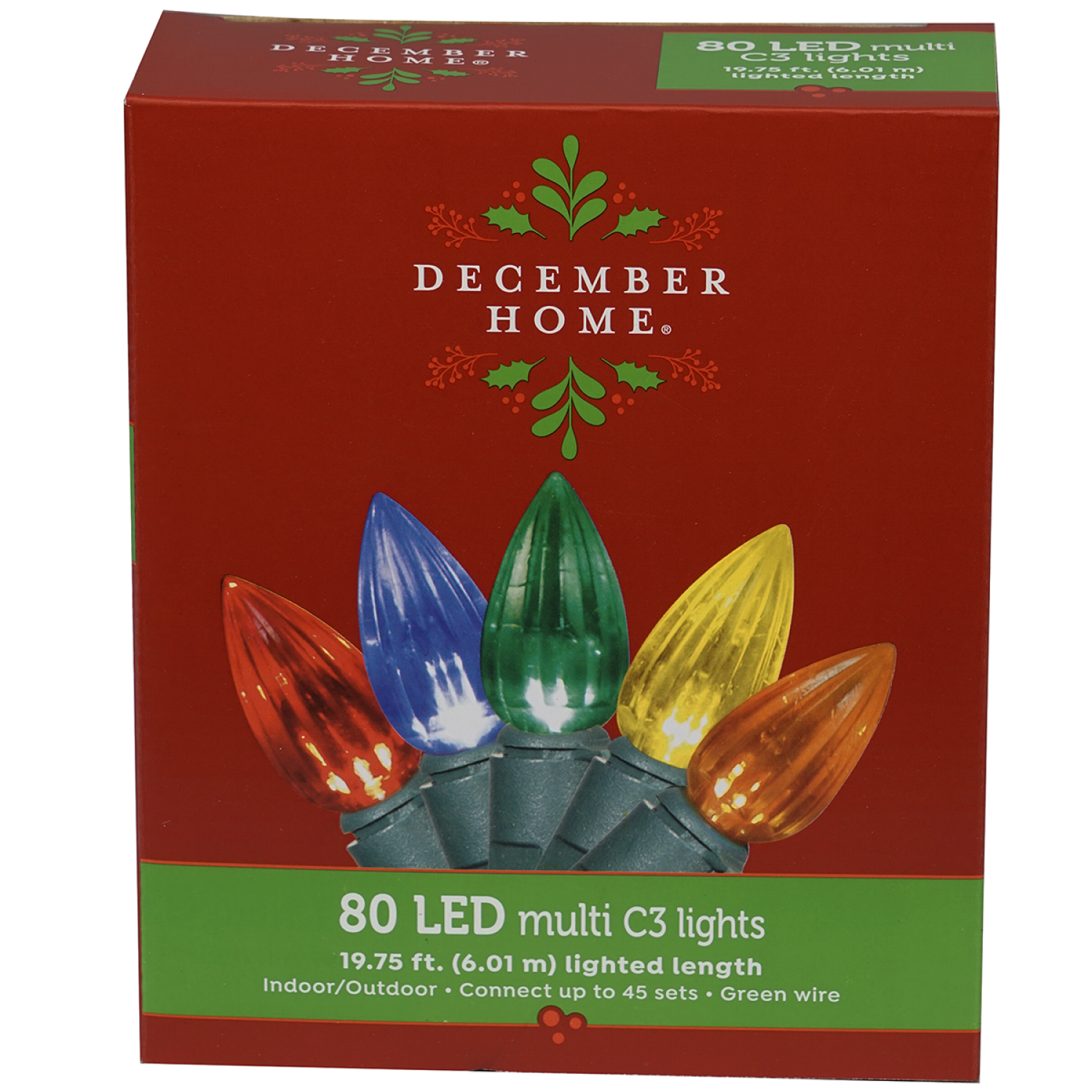 slide 1 of 2, December Home Light Set LED Vertical Cut C3, 80 ct