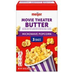 Meijer Movie Theater Butter Microwave Popcorn, 3 Bags, 7.65 Oz