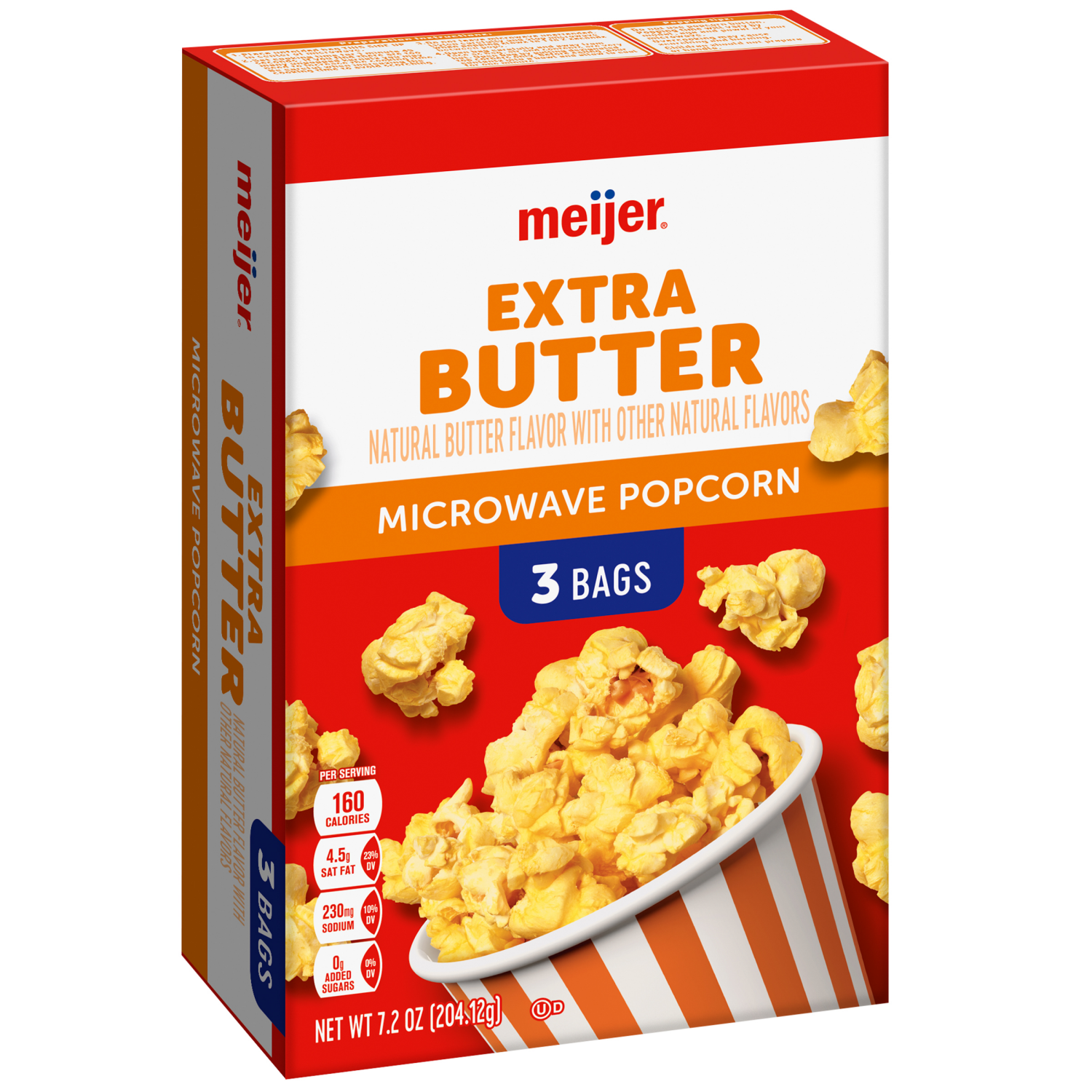 slide 4 of 5, Meijer Extra Butter Microwave Popcorn, 7.2 oz