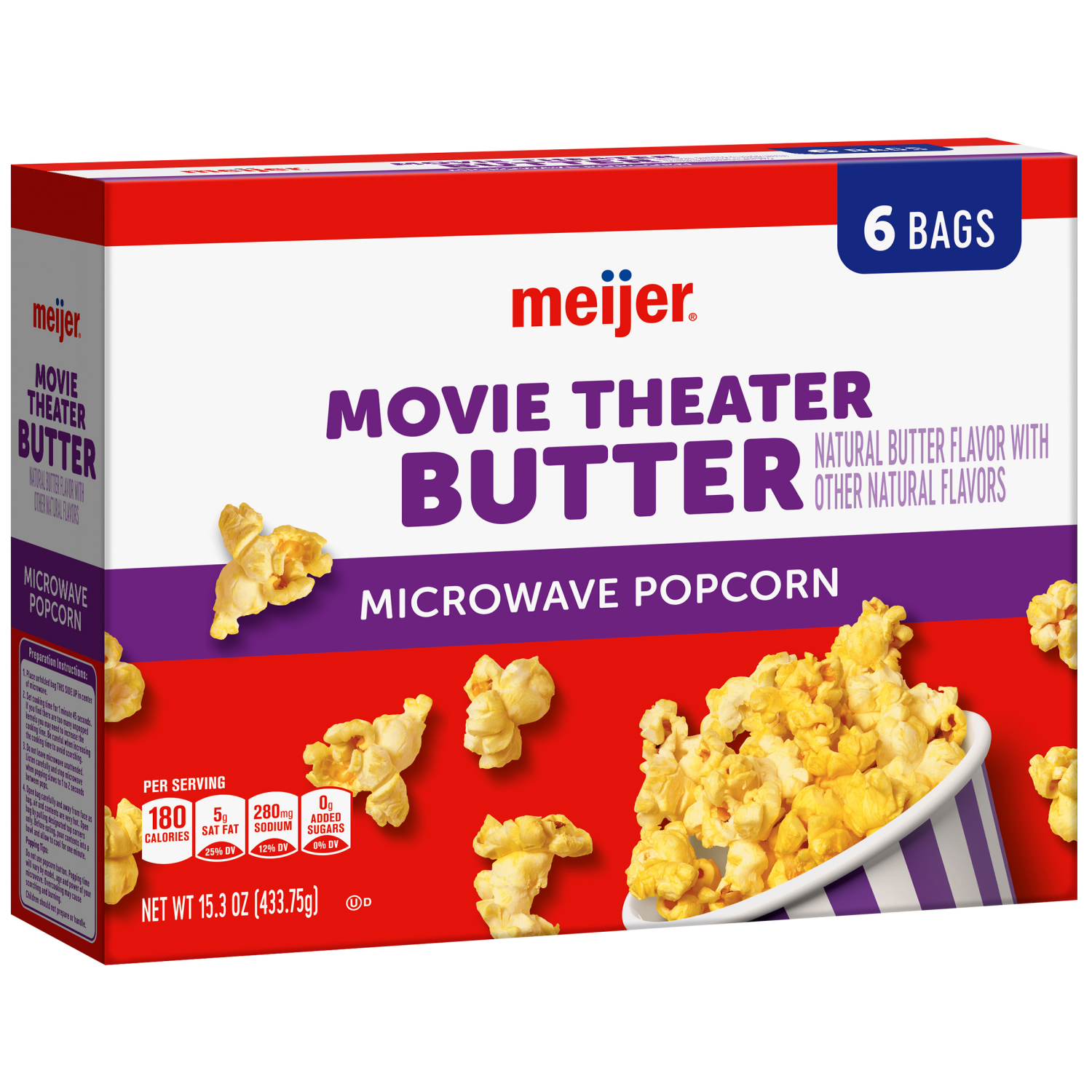 slide 4 of 5, Meijer Movie Theater Butter Microwave Popcorn, 6 ct; 15.3 oz